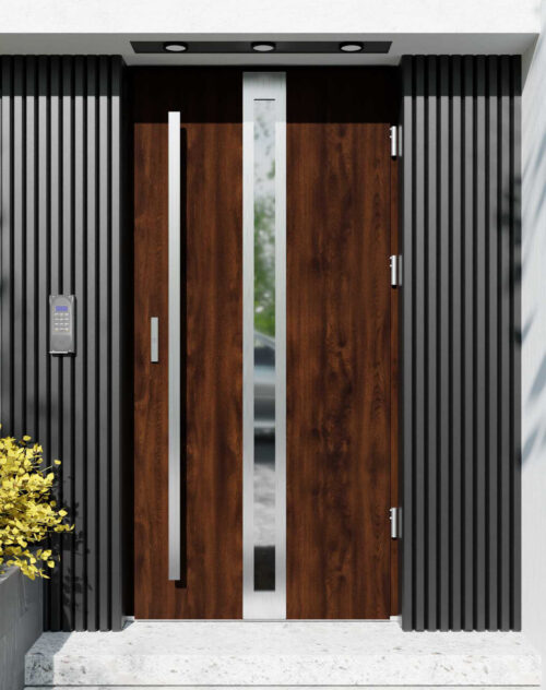 Drzwi zewnętrzne do domu z pochwytem i ościeżnicą aluminiową Otto 32 w systemie Alu extra