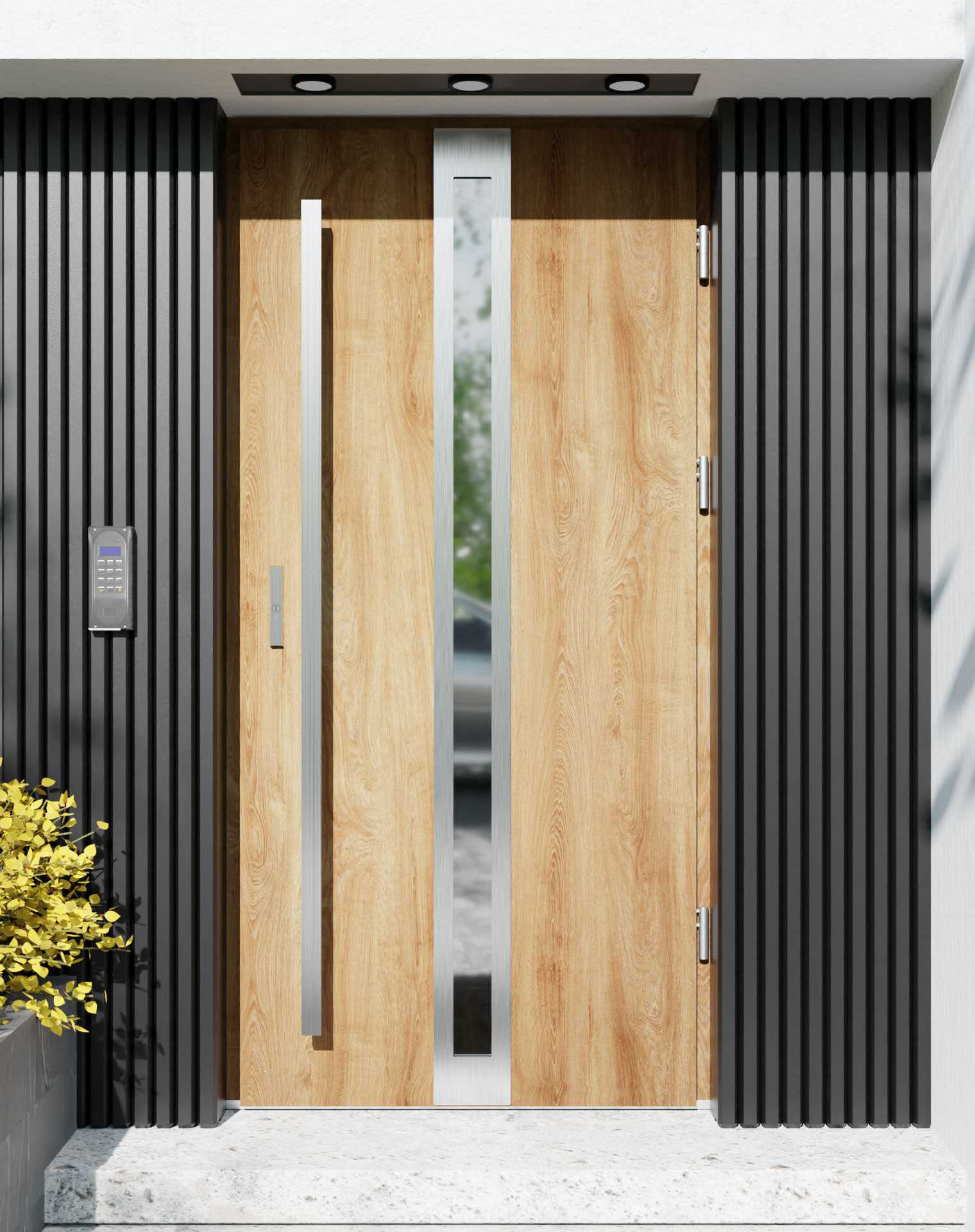 Drzwi zewnętrzne do domu z pochwytem i ościeżnicą aluminiową Otto 32 w systemie Alu