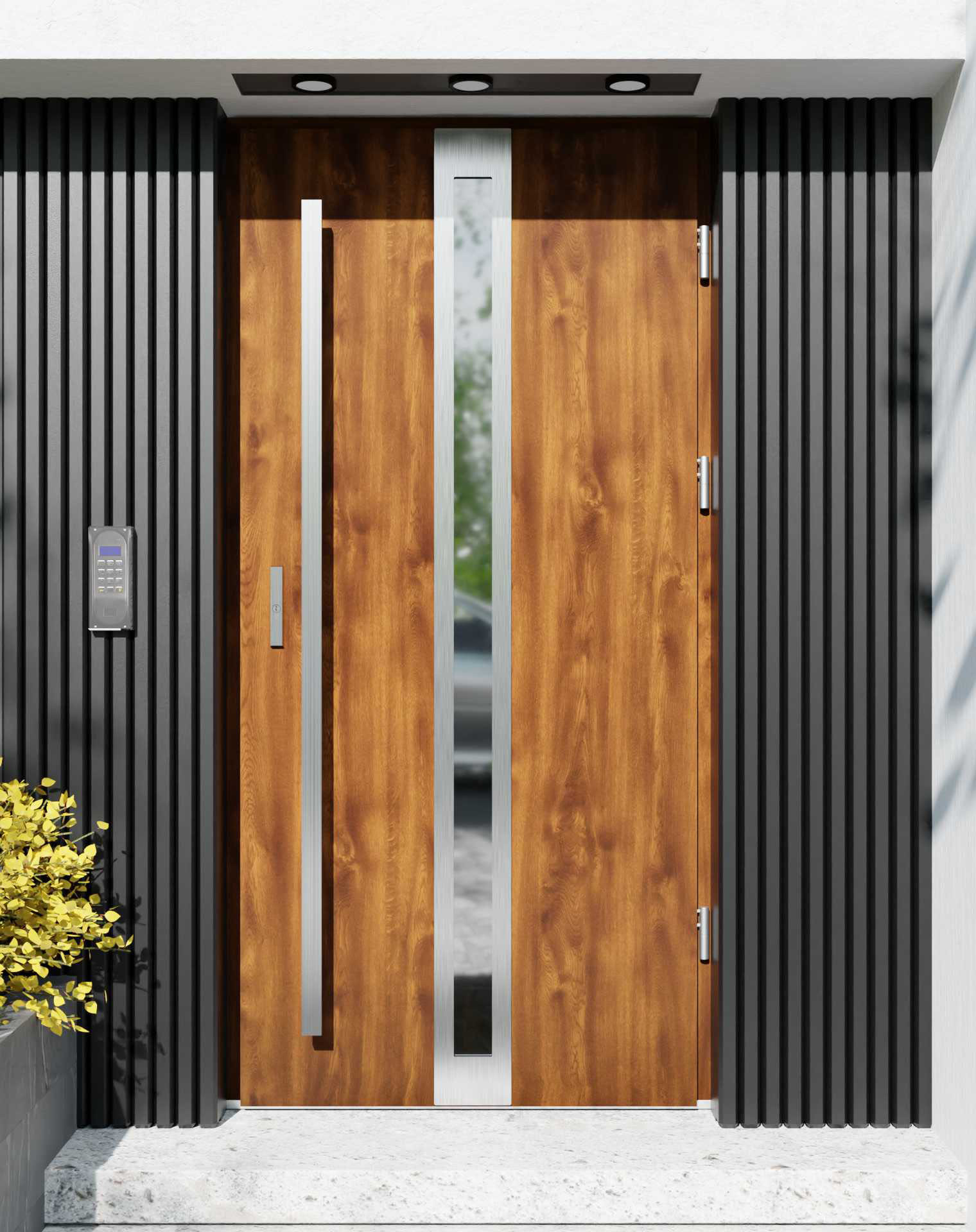 Drzwi zewnętrzne do domu z pochwytem i ościeżnicą aluminiową Otto 32 w systemie Alu