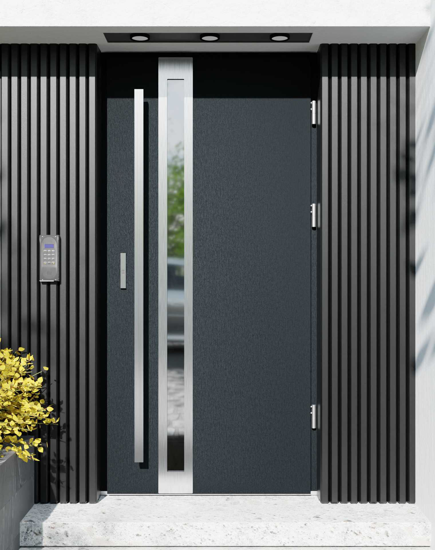 Drzwi zewnętrzne do domu z pochwytem i ościeżnicą aluminiową Otto 32B w systemie Alu