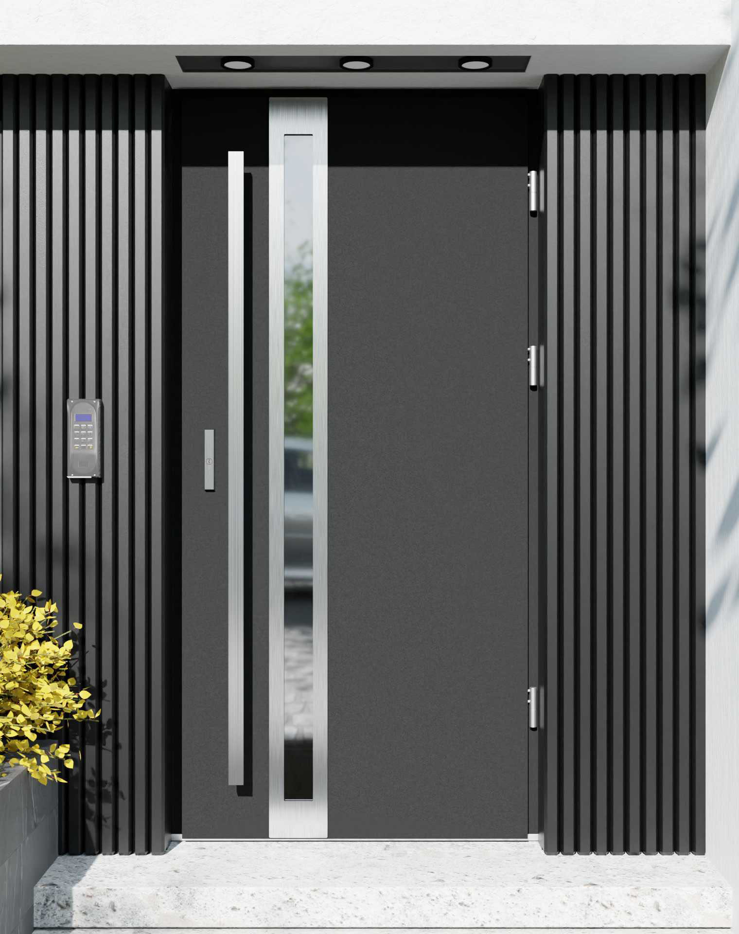 Drzwi zewnętrzne do domu z pochwytem i ościeżnicą aluminiową Otto 32B w systemie Alu