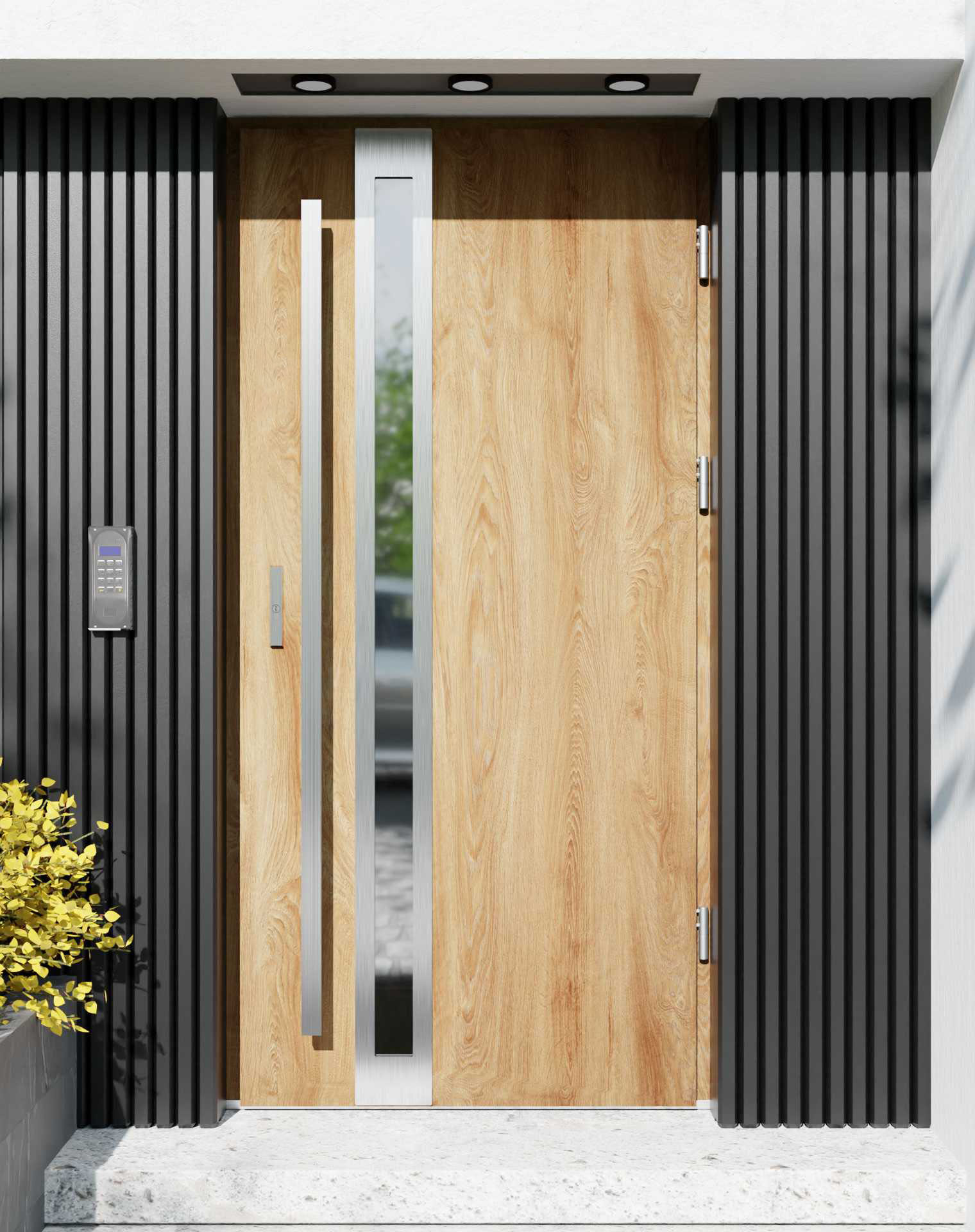 Drzwi zewnętrzne do domu z pochwytem i ościeżnicą aluminiową Otto 32B w systemie Alu