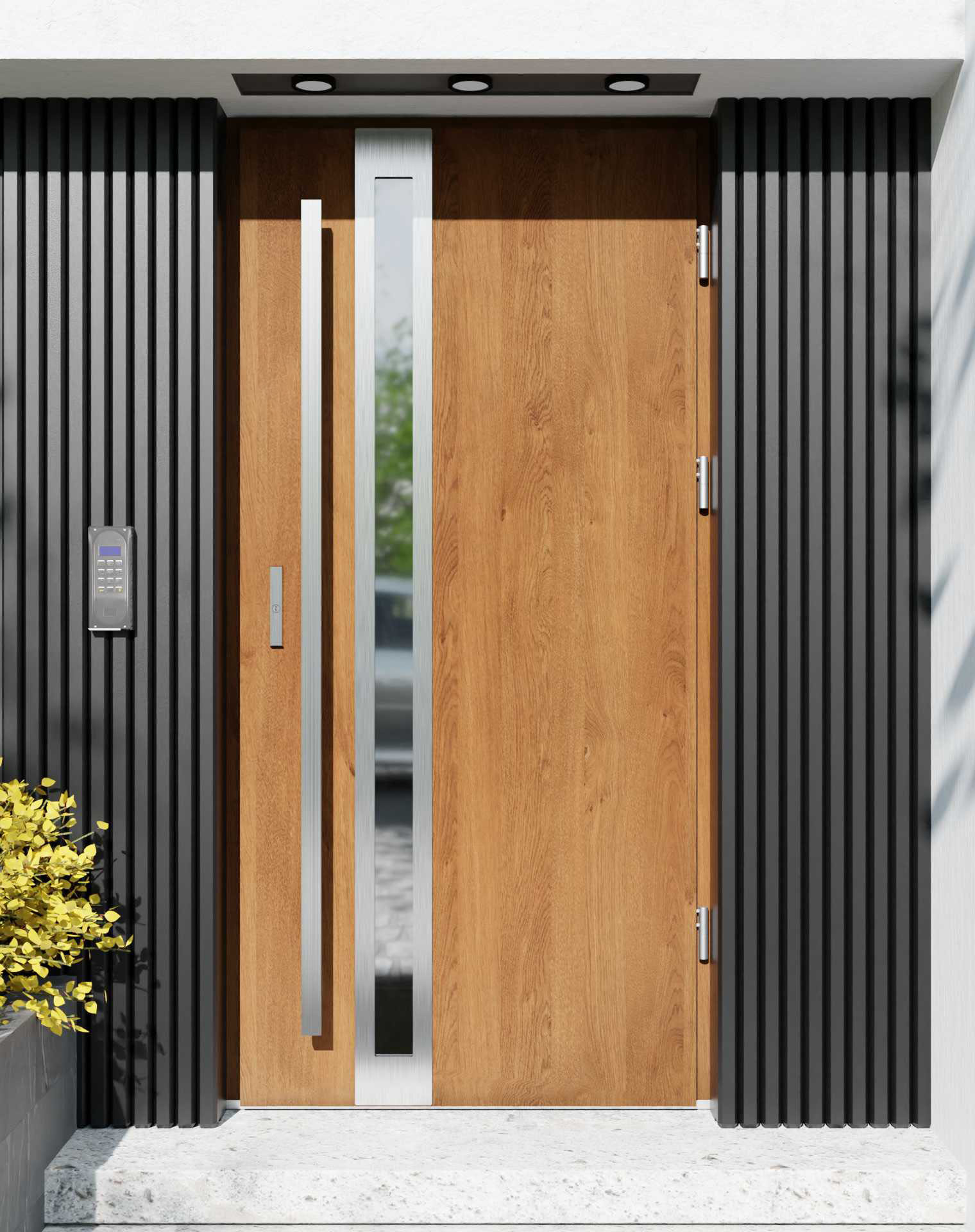 Drzwi zewnętrzne do domu z pochwytem i ościeżnicą aluminiową Otto 32B w systemie Alu