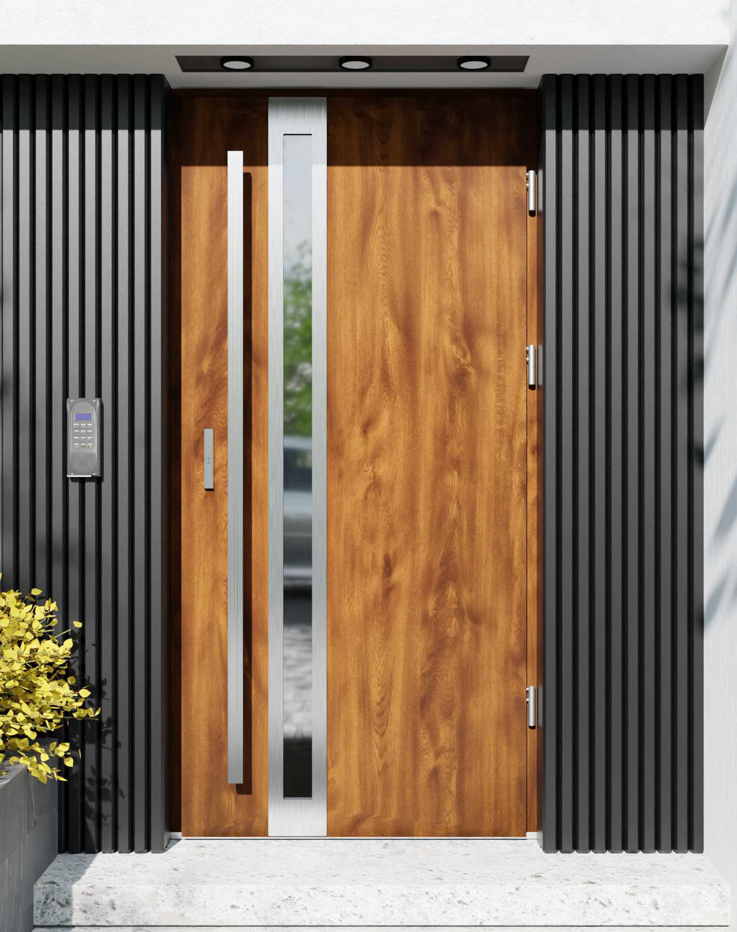 Drzwi zewnętrzne do domu z pochwytem i ościeżnicą aluminiową Otto 32B w systemie Alu