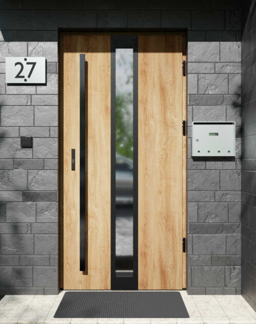 Drzwi zewnętrzne do domu z pochwytem i ościeżnicą aluminiową Otto 33 Noir Matt w systemie Alu