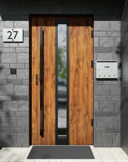 Drzwi zewnętrzne do domu z pochwytem i ościeżnicą aluminiową Otto 33 Noir Matt w systemie Alu extra