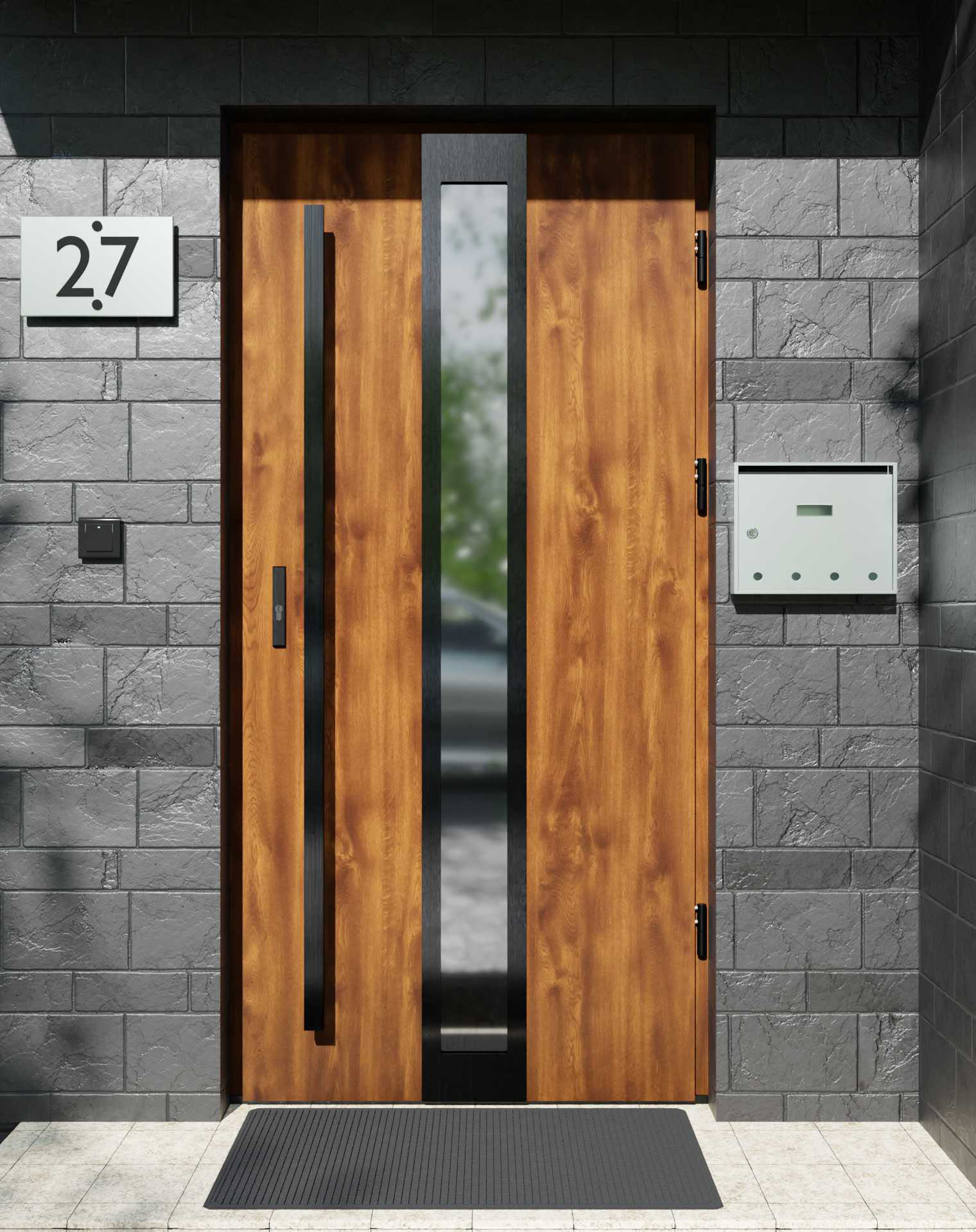 Drzwi zewnętrzne do domu z pochwytem i ościeżnicą aluminiową Otto 33 Noir w systemie Alu