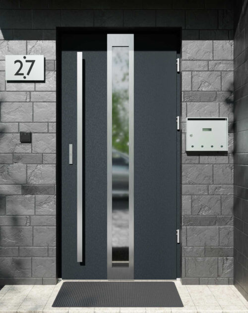 Drzwi zewnętrzne do domu z pochwytem i ościeżnicą aluminiową Otto 33 w systemie Alu