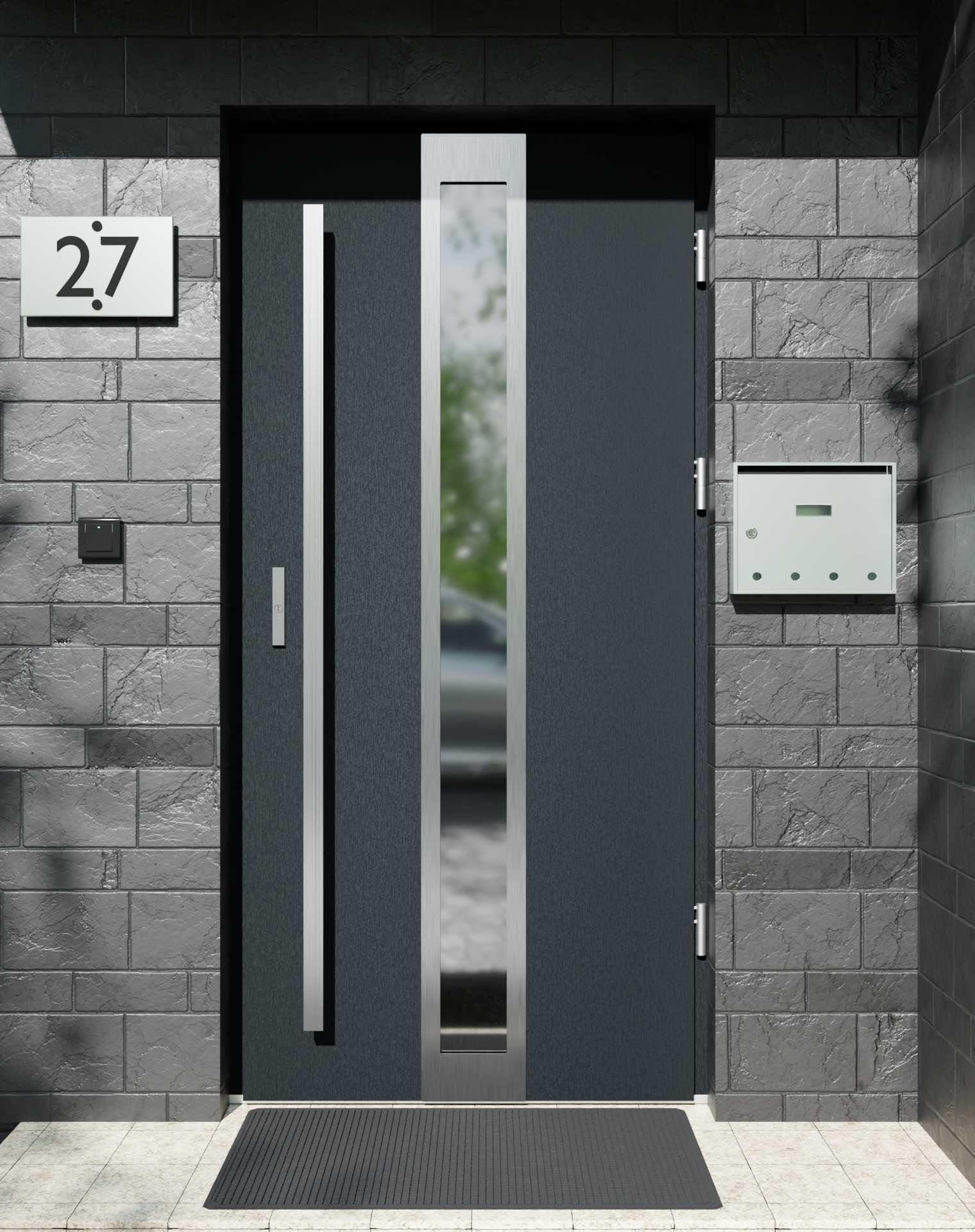 Drzwi zewnętrzne do domu z pochwytem i ościeżnicą aluminiową Otto 33 w systemie Alu