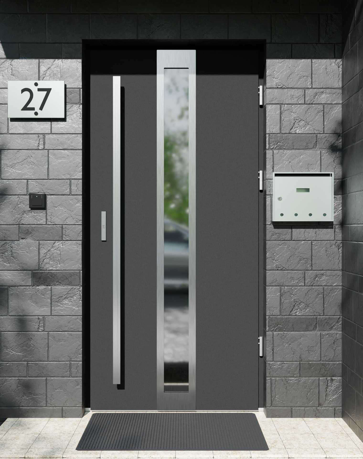 Drzwi zewnętrzne do domu z pochwytem i ościeżnicą aluminiową Otto 33 w systemie Alu