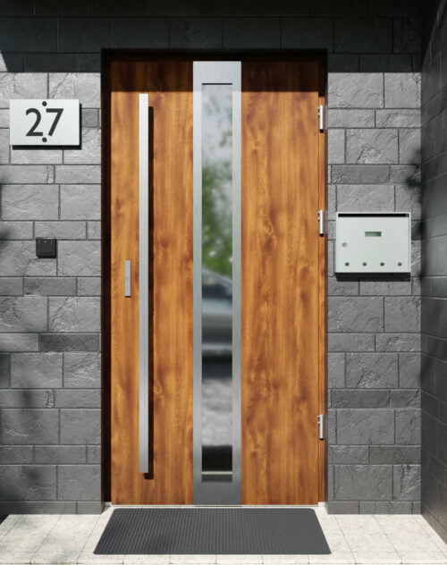 Drzwi zewnętrzne do domu z pochwytem i ościeżnicą aluminiową Otto 33 w systemie Alu extra