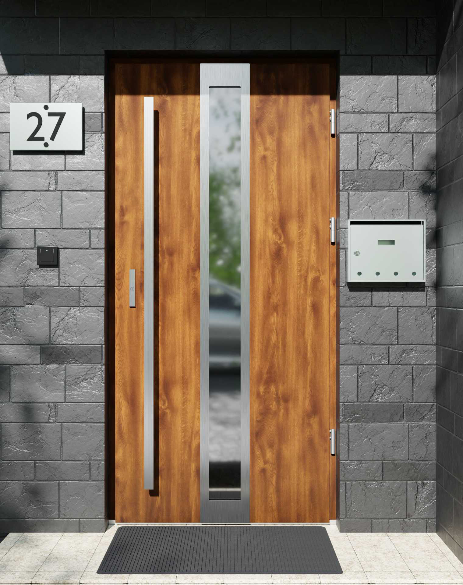 Drzwi zewnętrzne do domu z pochwytem i ościeżnicą aluminiową Otto 33 w systemie Alu