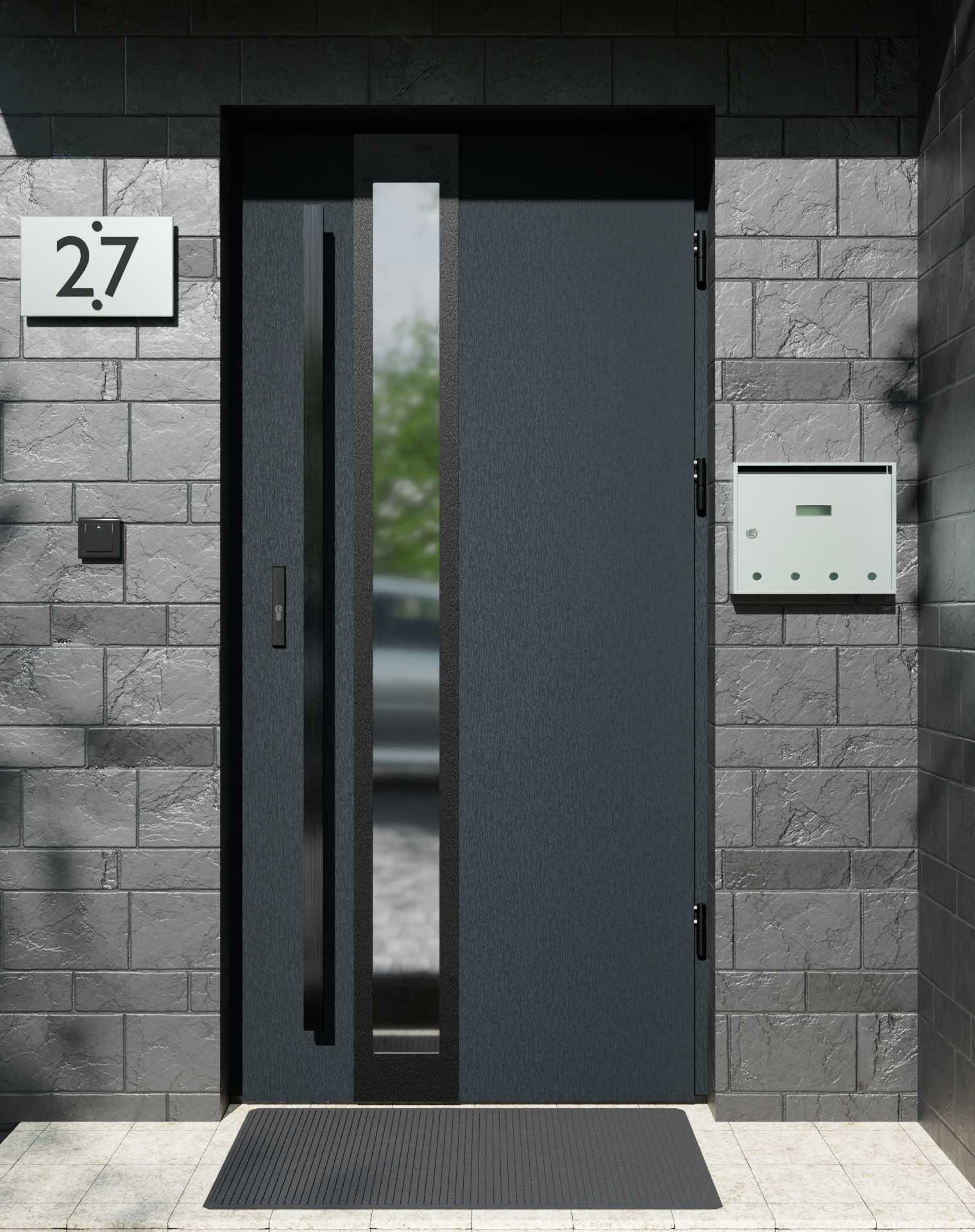 Drzwi zewnętrzne do domu z pochwyt i ościeżnicą aluminiową Otto 33B Noir Matt w systemie Alu extra