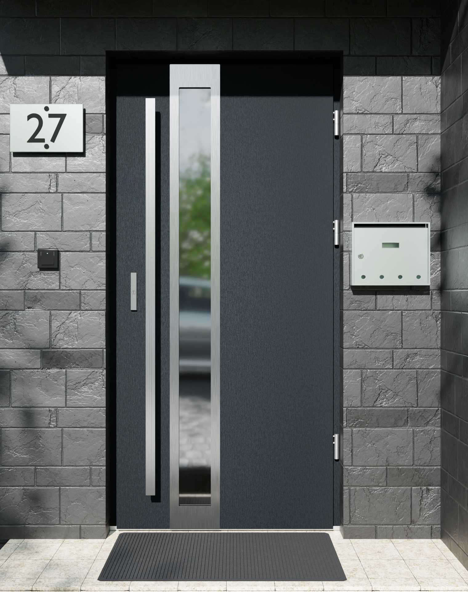 Drzwi zewnętrzne do domu z pochwytem i ościeżnicą aluminiową Otto 33B w systemie Alu