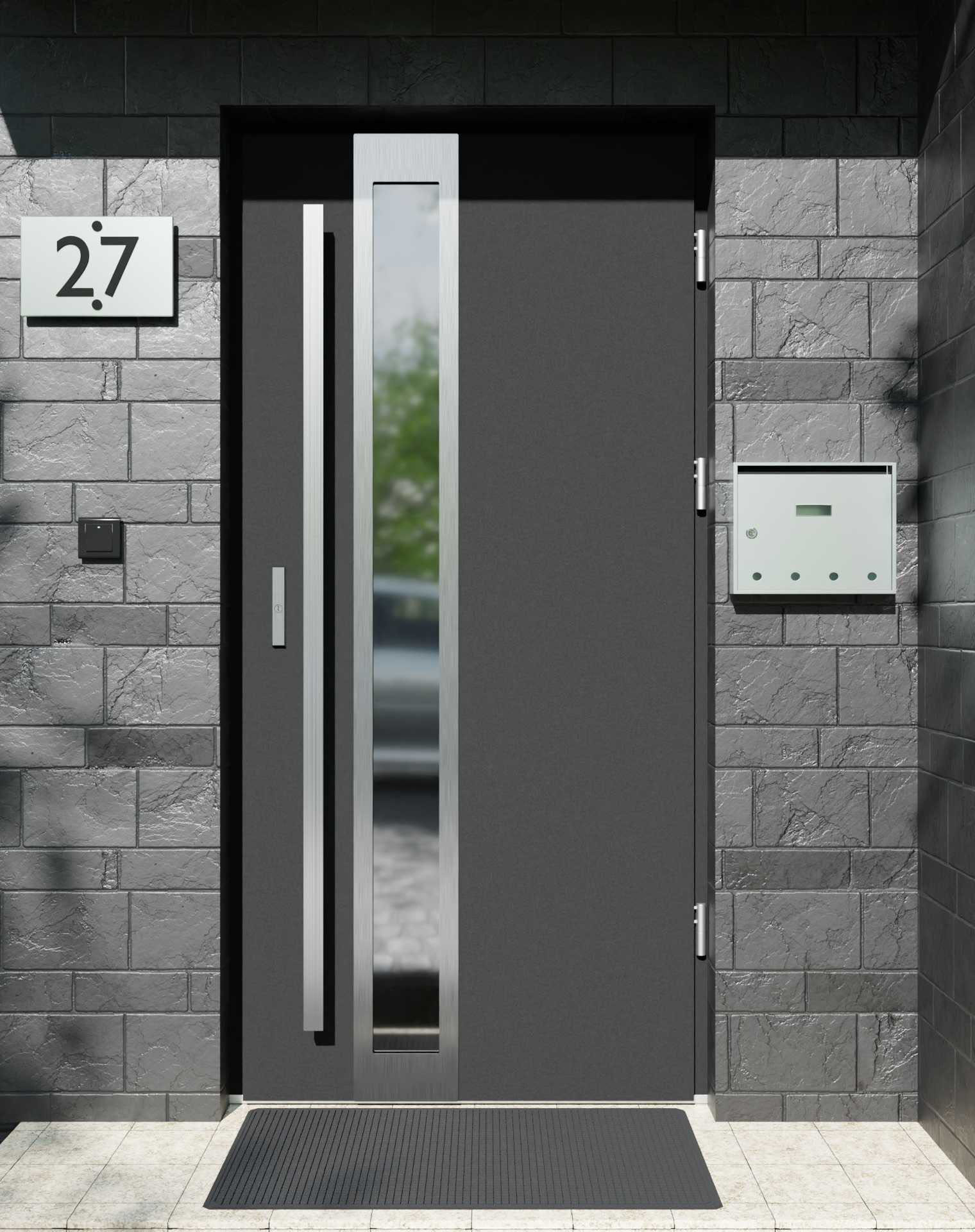 Drzwi zewnętrzne do domu z pochwytem i ościeżnicą aluminiową Otto 33B w systemie Alu