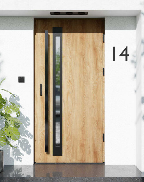 Drzwi zewnętrzne do domu z pochwytem i ościeżnicą aluminiową Otto 34B Noir Matt w systemie Alu extra