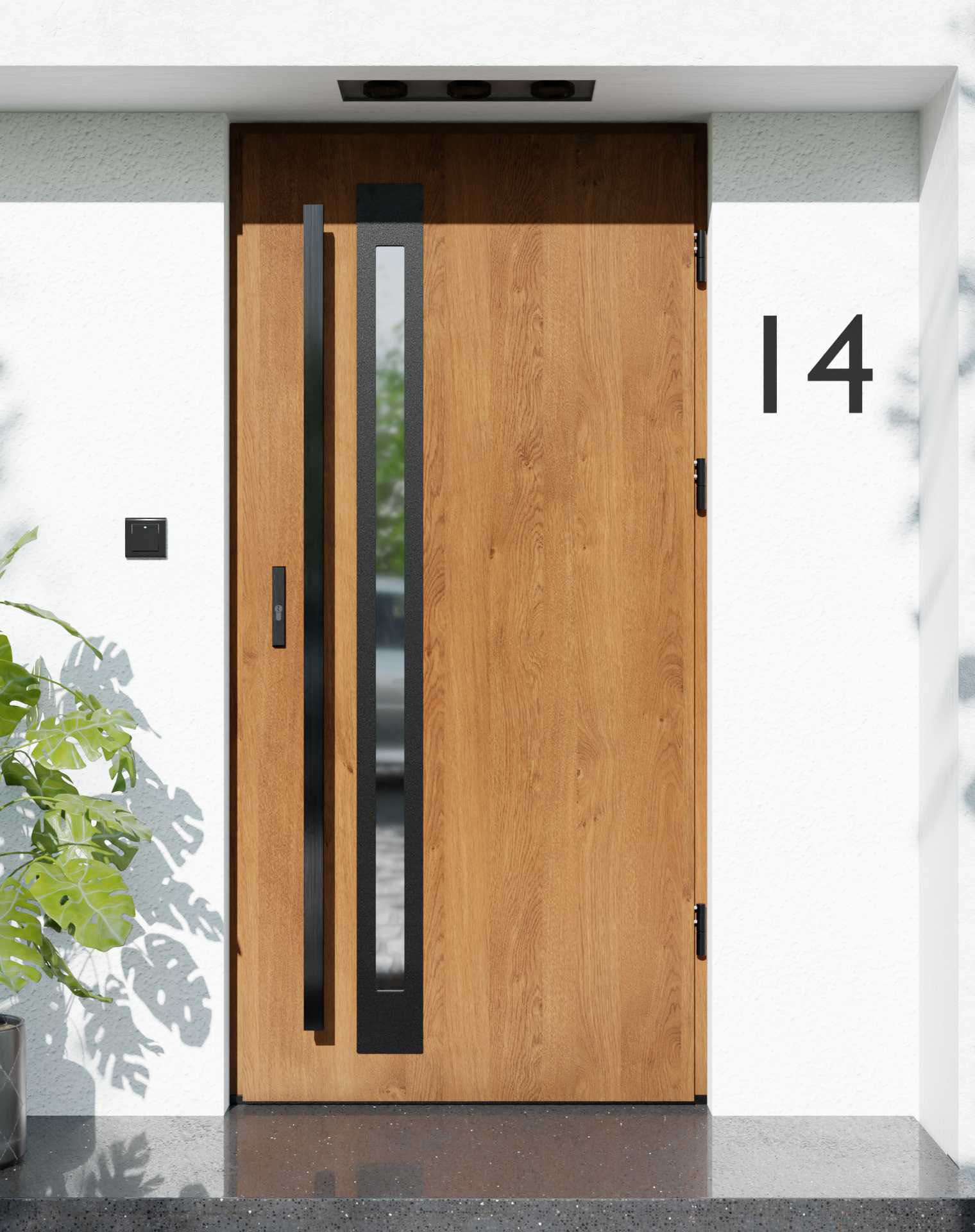 Drzwi zewnętrzne do domu z pochwytem i ościeżnicą aluminiową Otto 34B Noir Matt w systemie Alu