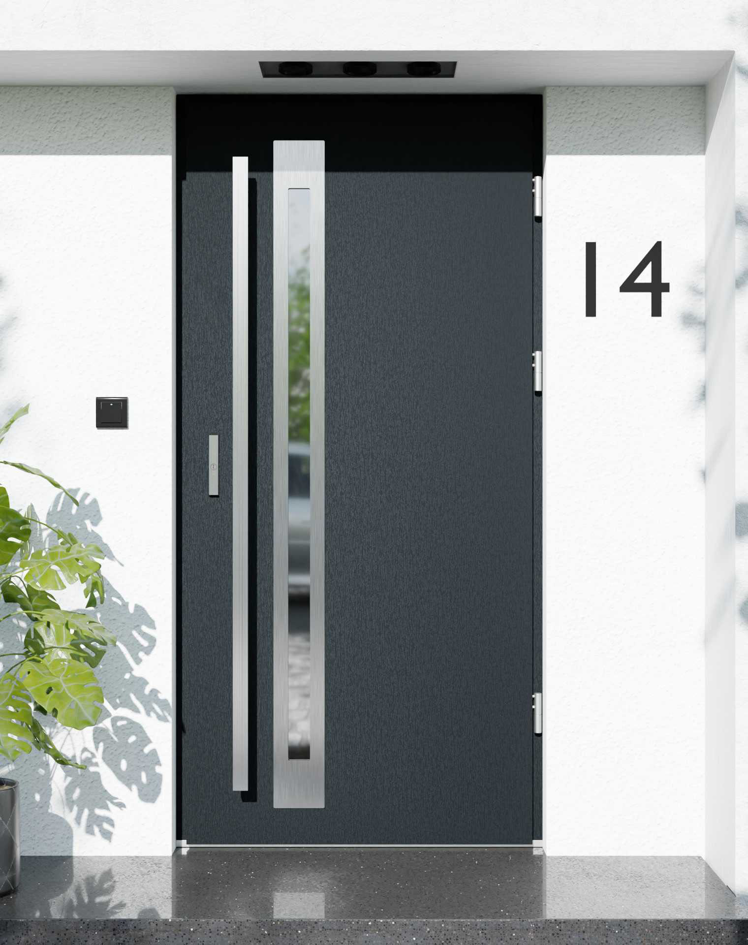 Drzwi zewnętrzne do domu z pochwytem i ościeżnicą aluminiową Otto 34B w systemie Alu