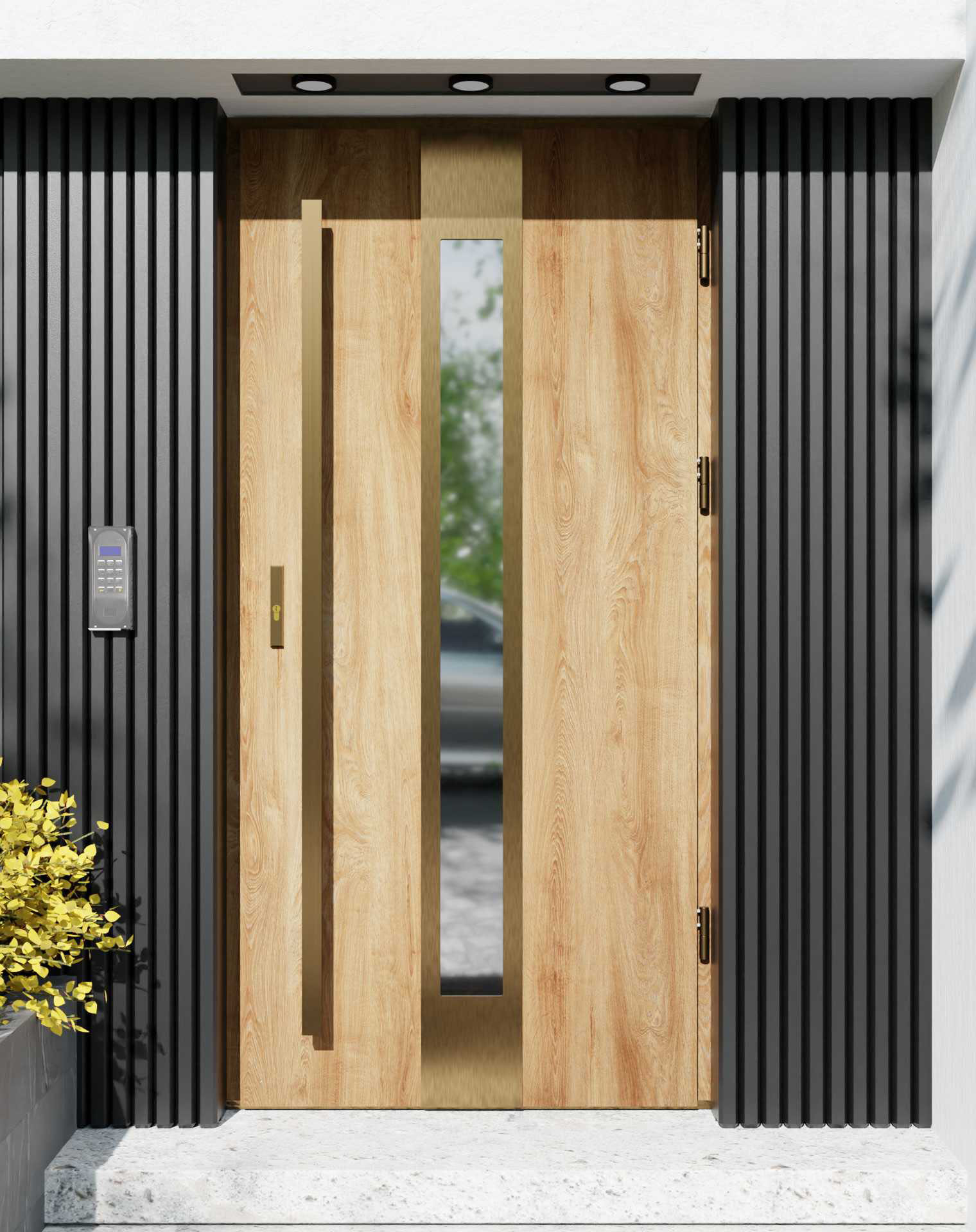 Drzwi zewnętrzne do domu z pochwytem i ościeżnicą aluminiową Otto 35 Gold w systemie Alu