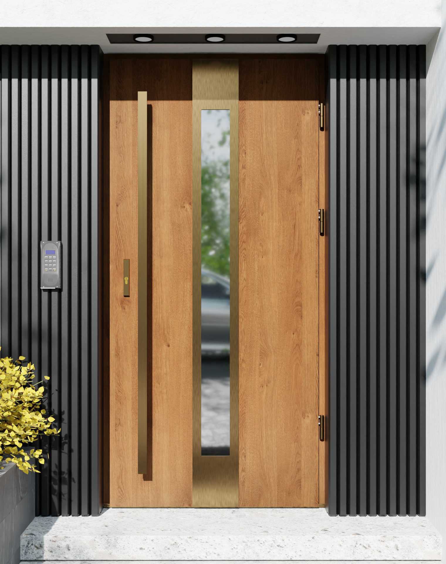 Drzwi zewnętrzne do domu z pochwytem i ościeżnicą aluminiową Otto 35 Gold w systemie Alu