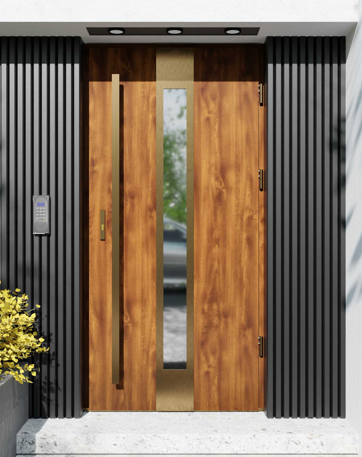 Drzwi zewnętrzne do domu z pochwytem i ościeżnicą aluminiową Otto 35 Gold w systemie Alu