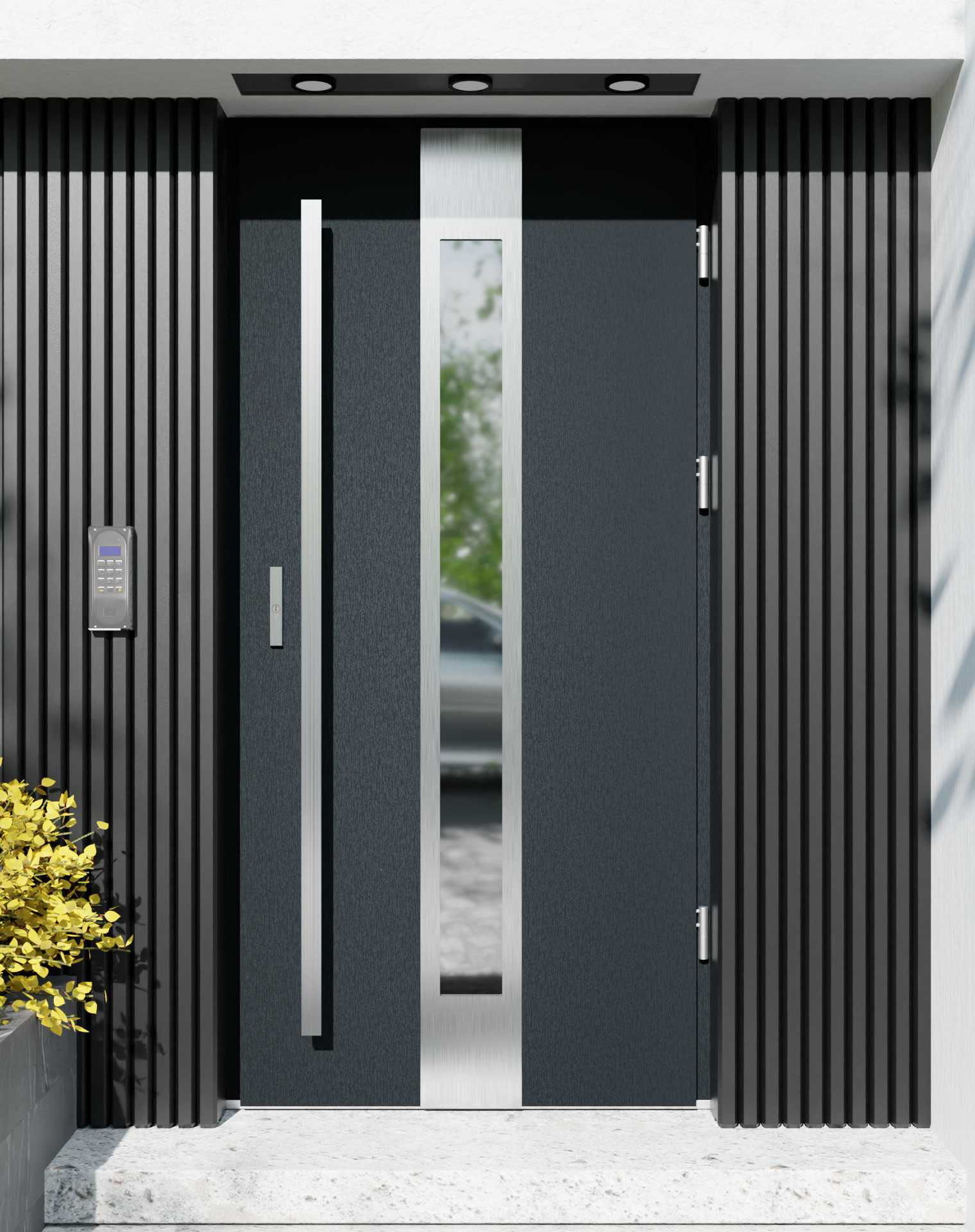 Drzwi zewnętrzne do domu z pochwytem i ościeżnicą aluminiową Otto 35 w systemie Alu