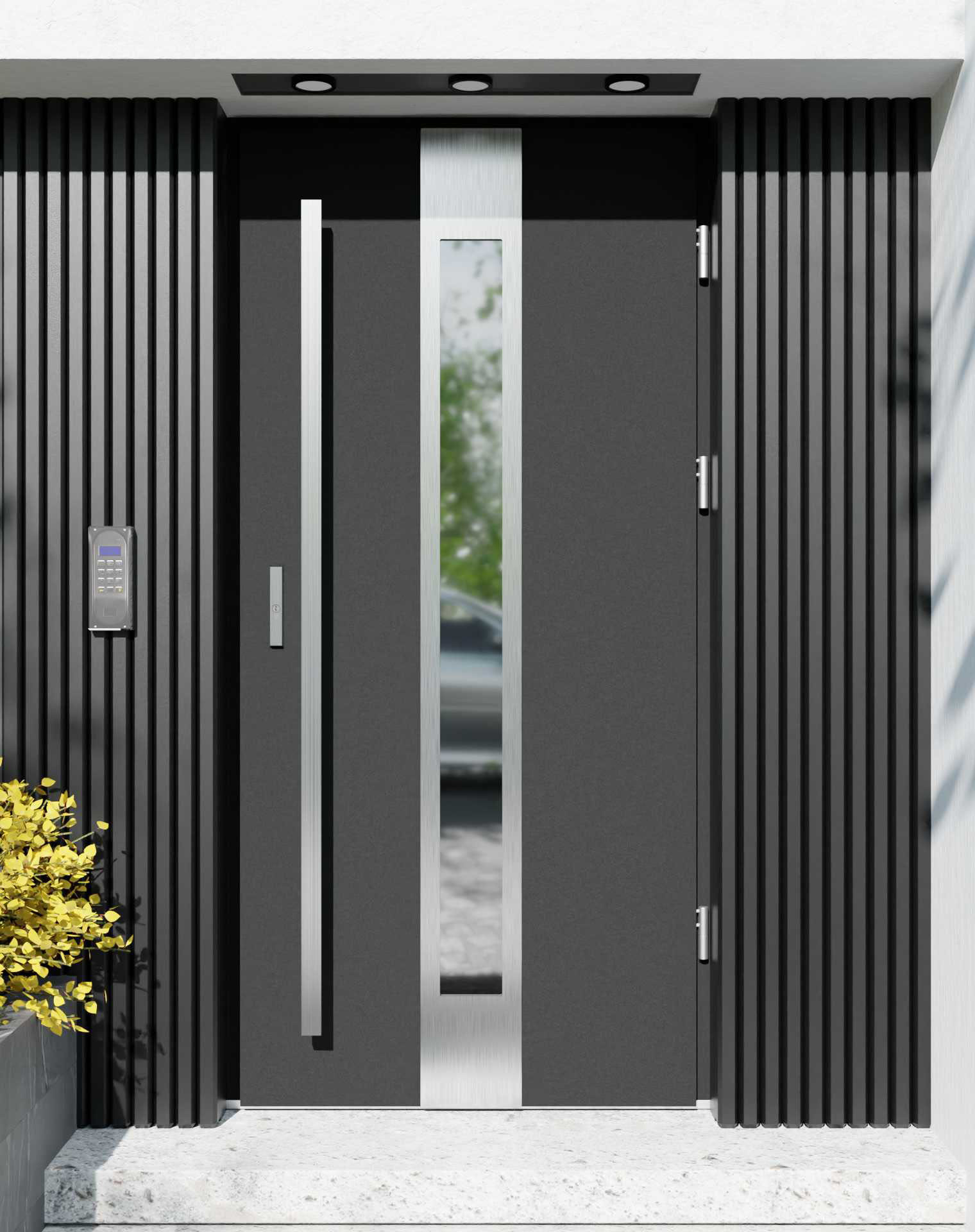 Drzwi zewnętrzne do domu z pochwytem i ościeżnicą aluminiową Otto 35 w systemie Alu