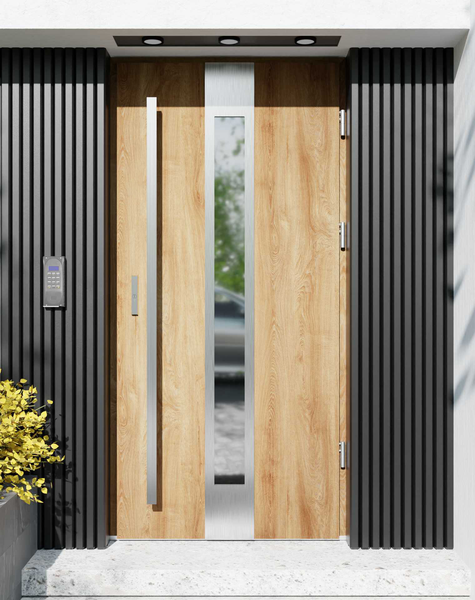 Drzwi zewnętrzne do domu z pochwytem i ościeżnicą aluminiową Otto 35 w systemie Alu