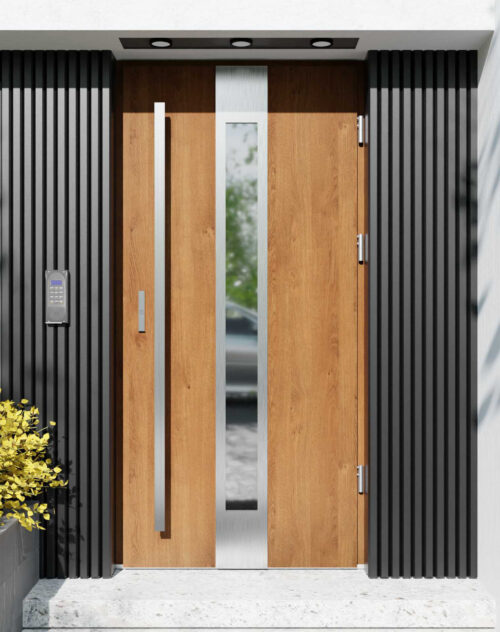 Drzwi zewnętrzne do domu z pochwytem i ościeżnicą aluminiową Otto 35 w systemie Alu extra