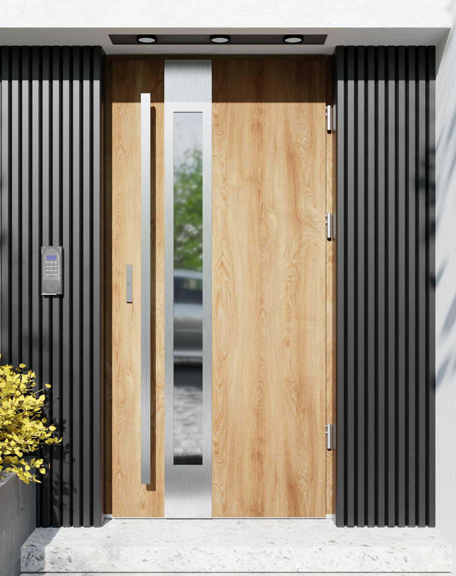 Drzwi zewnętrzne do domu z pochwytem i ościeżnicą aluminiową Otto 35B w systemie Alu