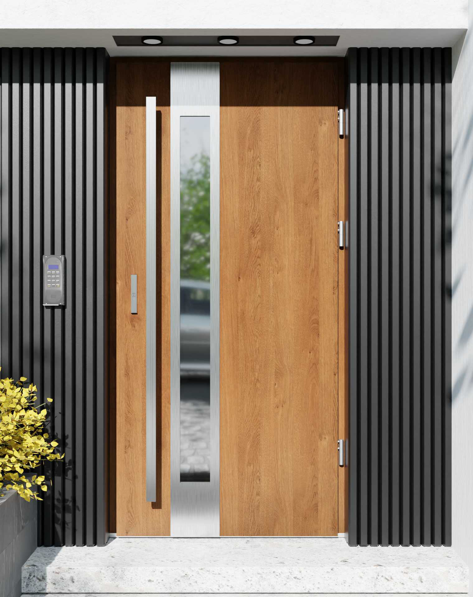 Drzwi zewnętrzne do domu z pochwytem i ościeżnicą aluminiową Otto 35B w systemie Alu