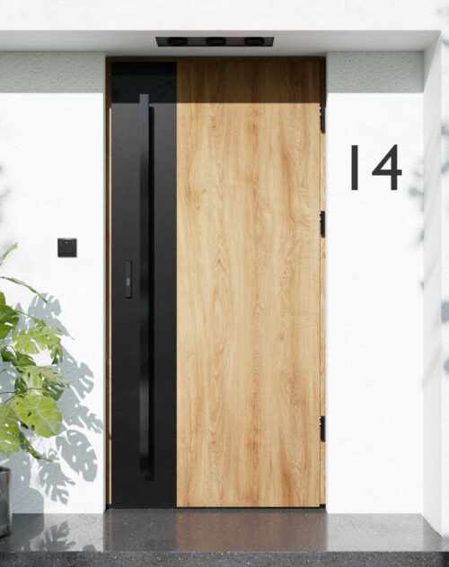 Drzwi zewnętrzne do domu z pochwytem i ościeżnicą aluminiową Otto 41 Noir Matt w systemie Alu