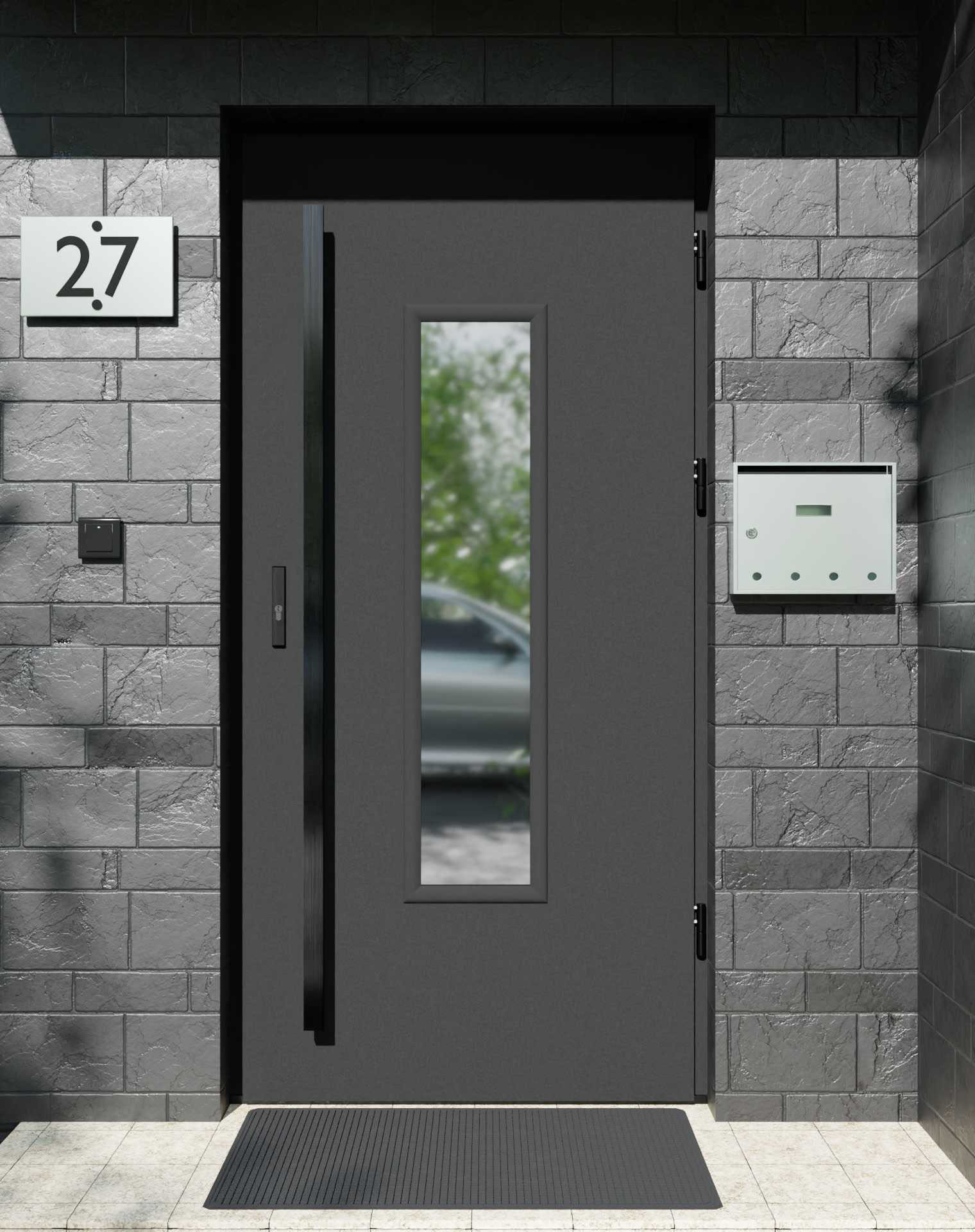 Drzwi zewnętrzne do domu z pochwytem i ościeżnicą drewnianą Otto 49 w systemie Wood extra