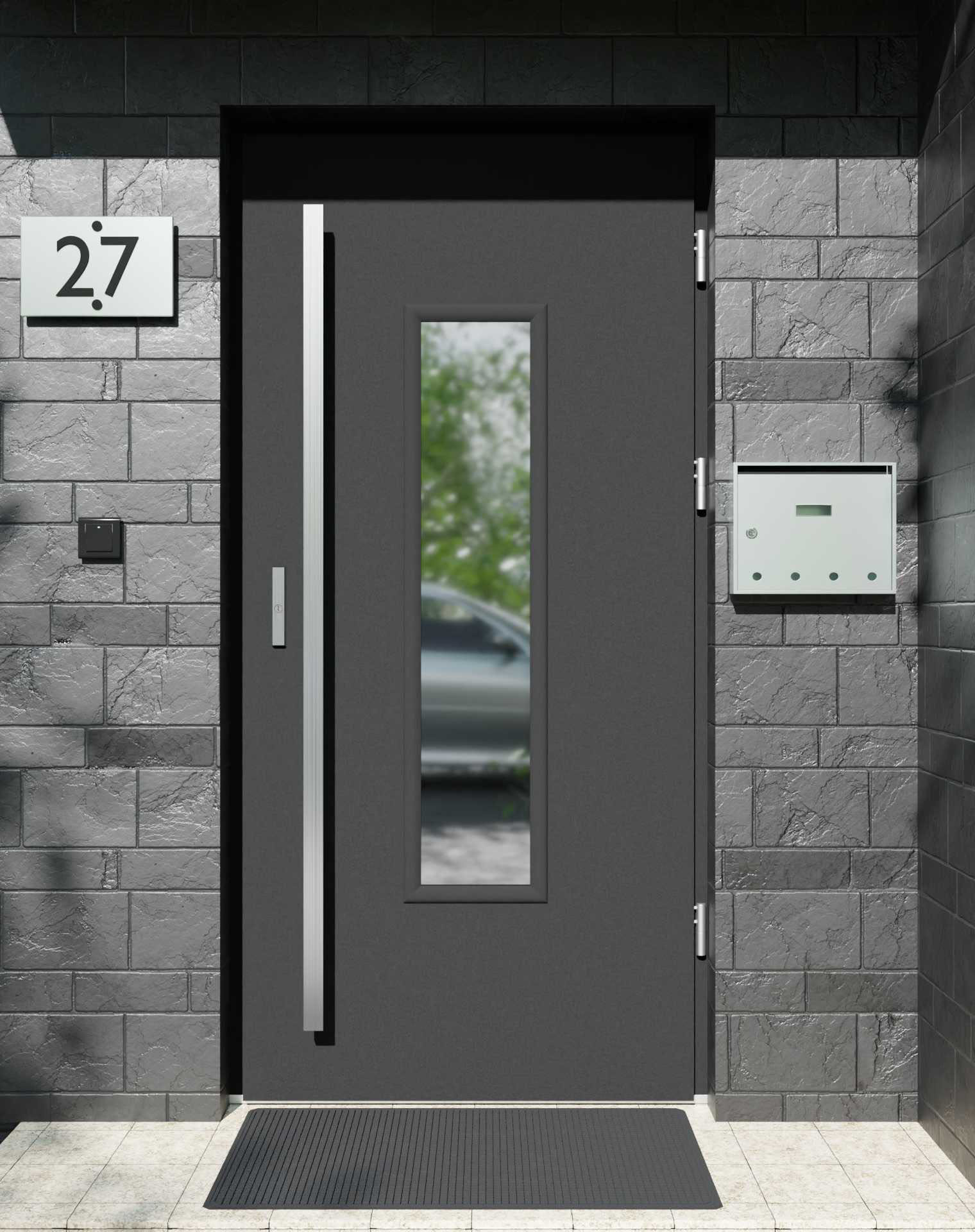 Drzwi zewnętrzne do domu z pochwytem i ościeżnicą drewnianą Otto 49 w systemie Wood extra