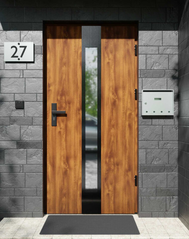 Drzwi zewnętrzne do domu z ościeżnicą drewnianą Otto 35 Noir w systemie Wood extra
