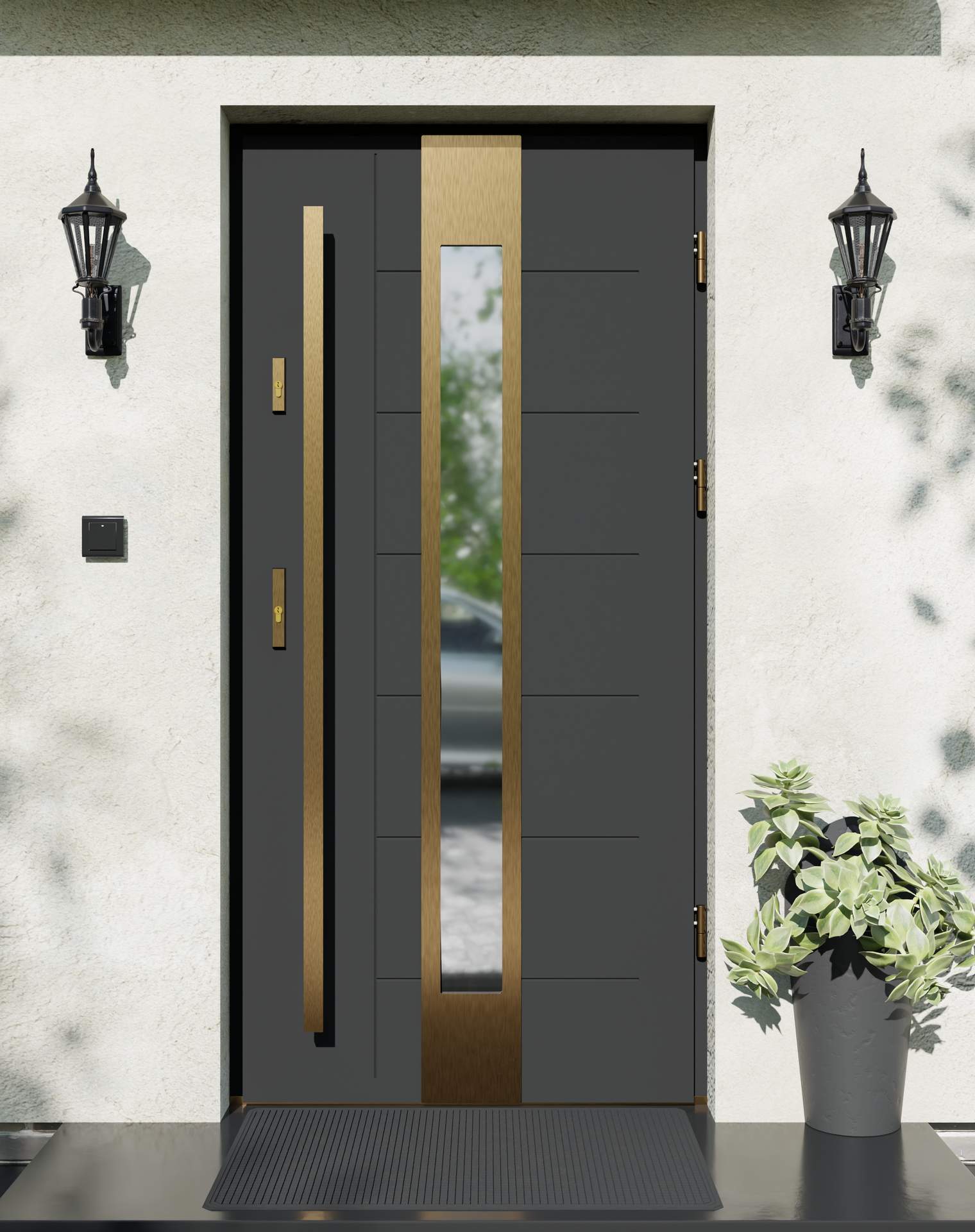 Drzwi zewnętrzne do domu z pochwytem i ościeżnicą aluminiową Libre 35 Gold w systemie Alu