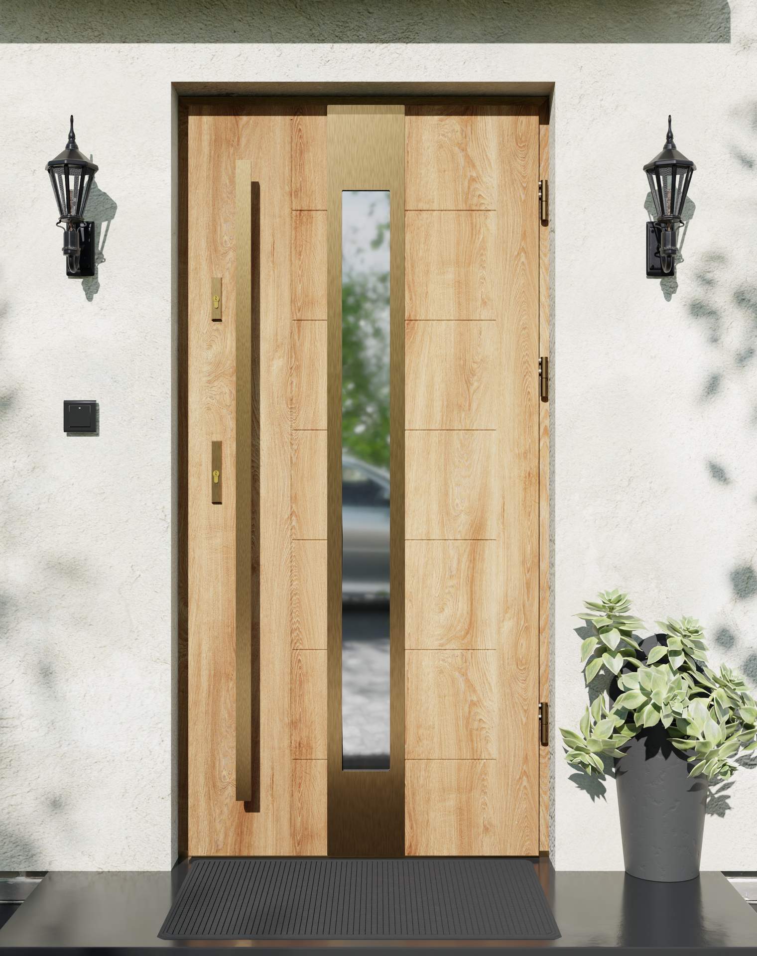 Drzwi zewnętrzne do domu z pochwytem i ościeżnicą aluminiową Libre 35 Gold w systemie Alu