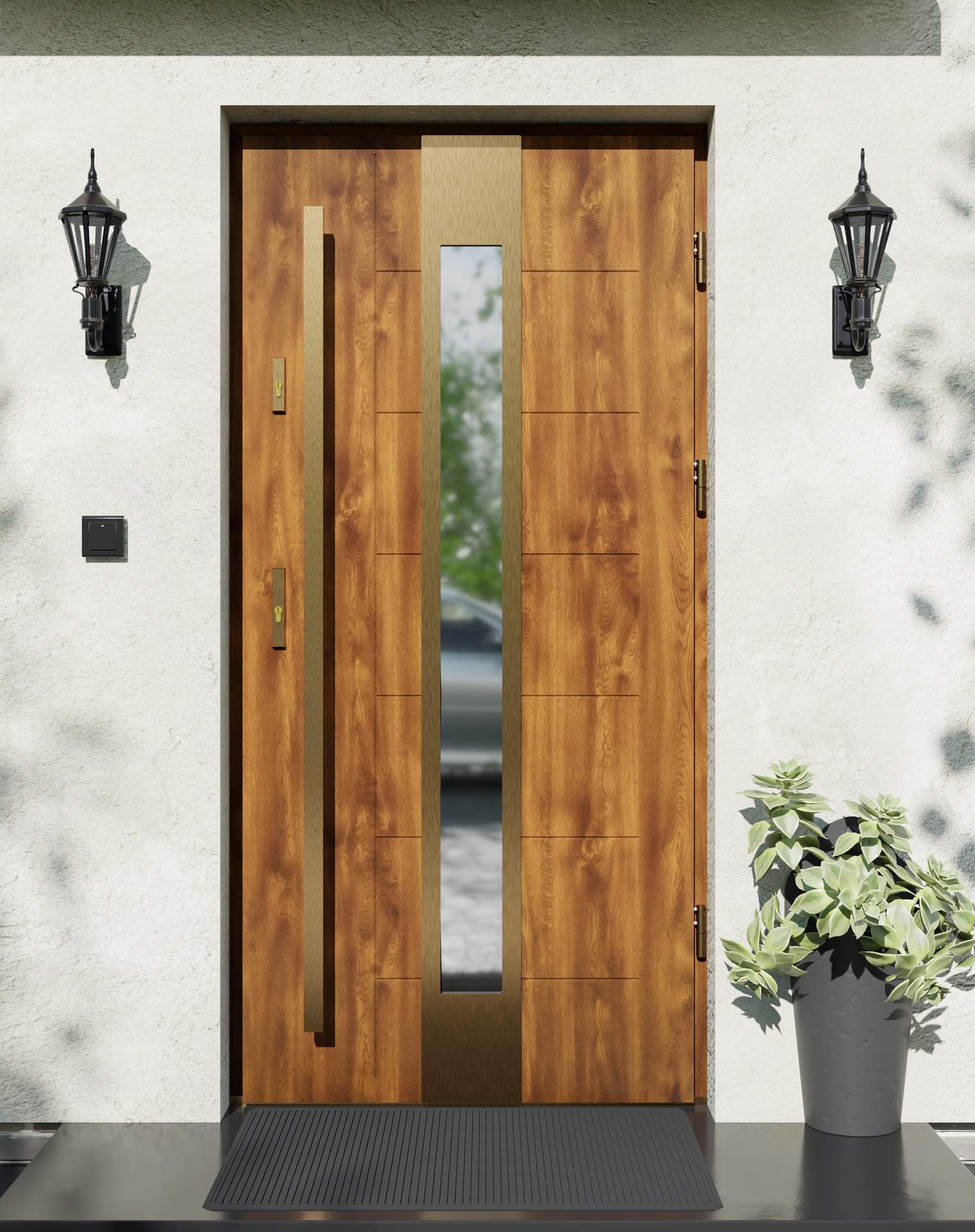 Drzwi zewnętrzne do domu z pochwytem i ościeżnicą aluminiową Libre 35 Gold w systemie Alu