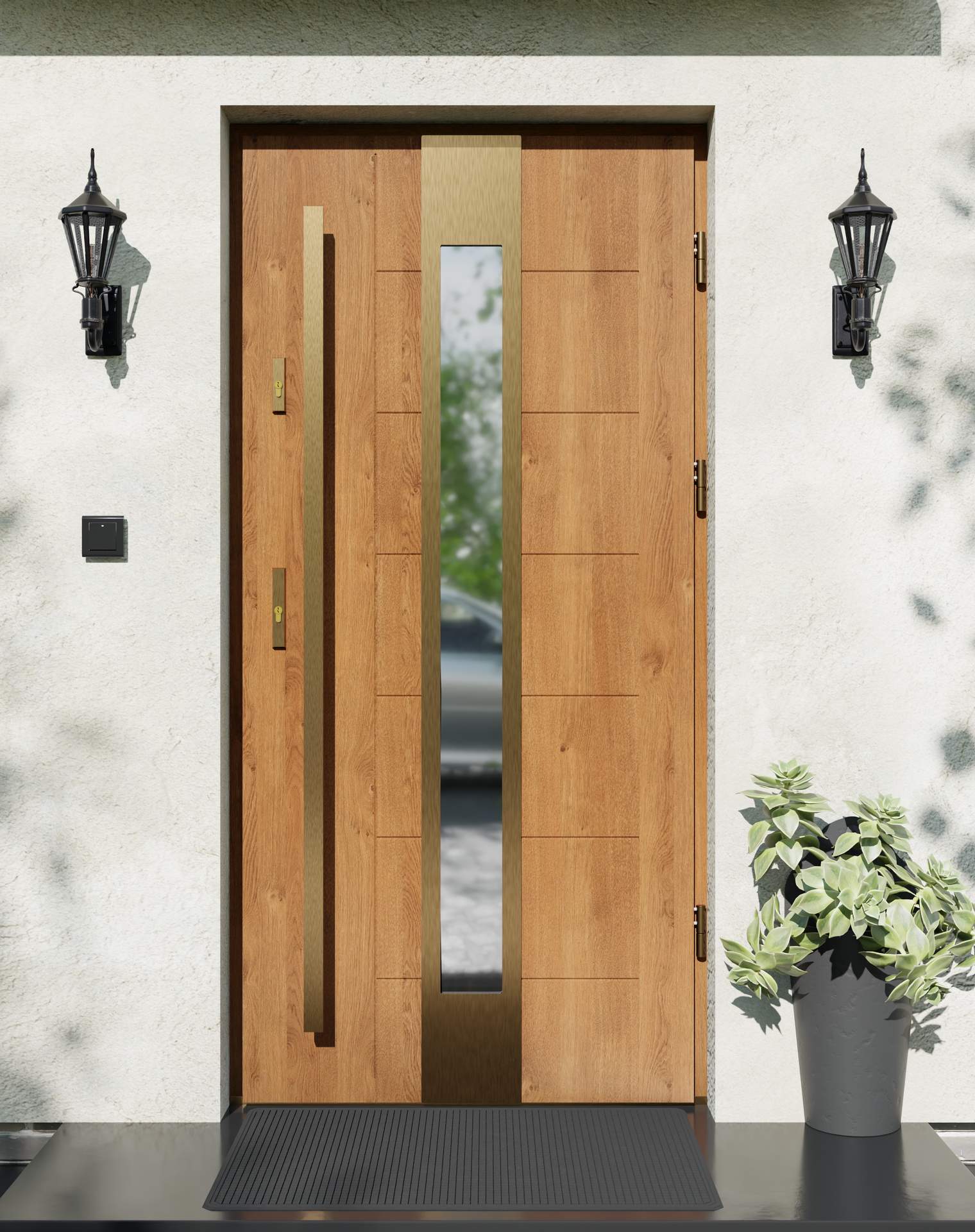 Drzwi zewnętrzne do domu z pochwytem i ościeżnicą aluminiową Libre 35 Gold w systemie Alu