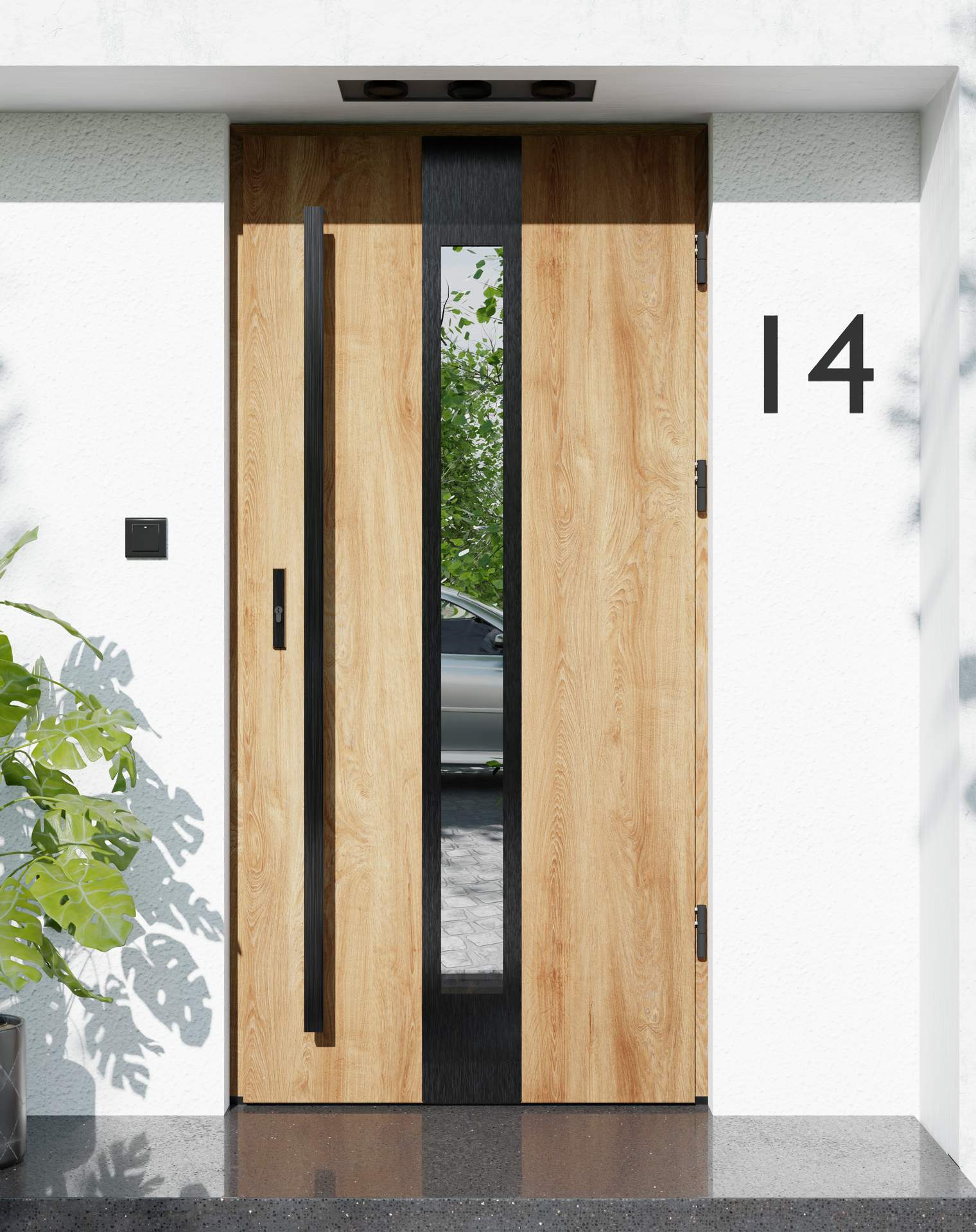 Drzwi zewnętrzne do domu z pochwytem i ościeżnicą aluminiową Otto 35 Noir w systemie Alu extra