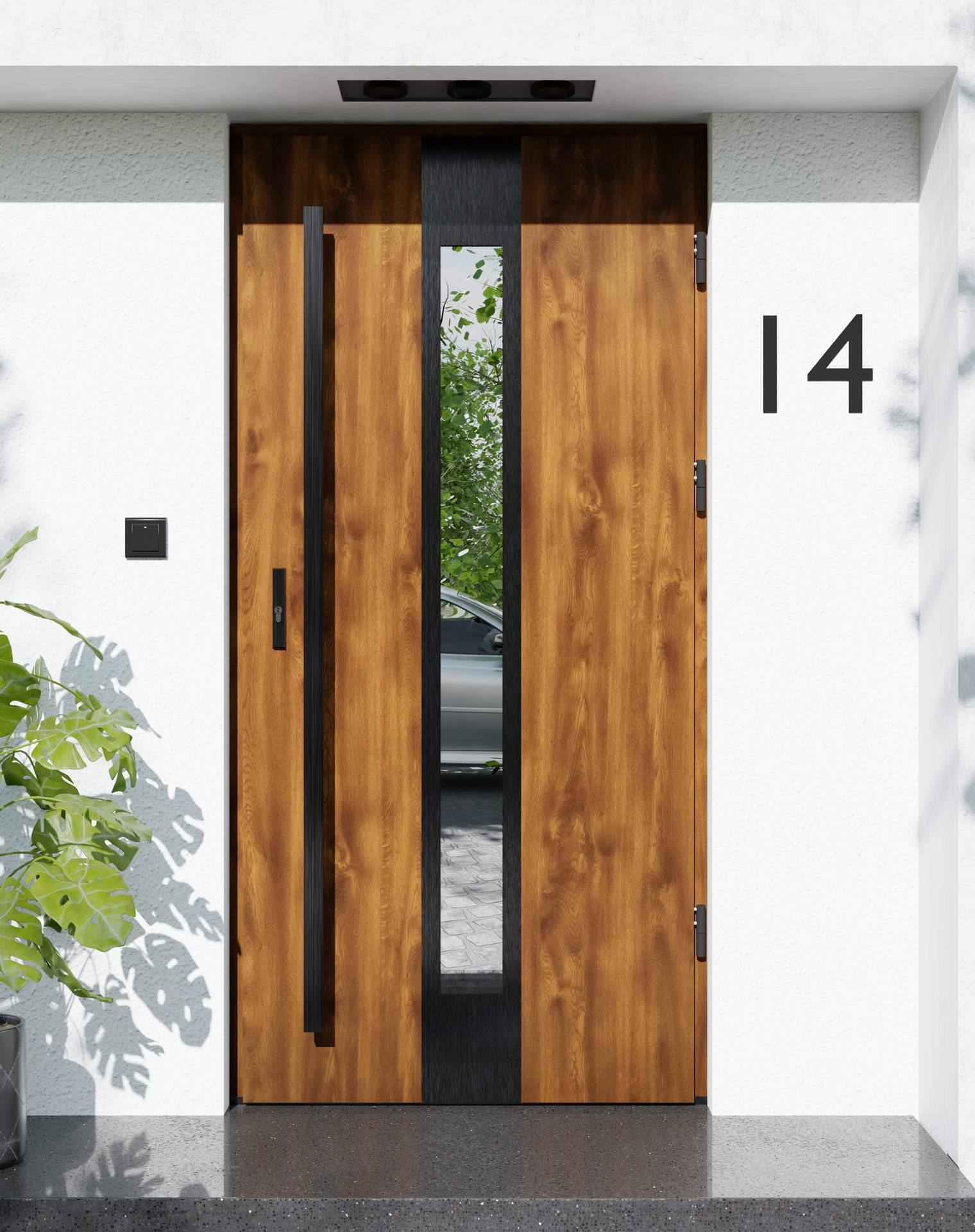 Drzwi zewnętrzne do domu z pochwytem i ościeżnicą aluminiową Otto 35 Noir w systemie Alu extra