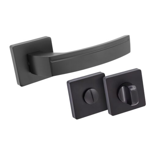 Komplet okuć Carmen z kwadratowym szyldem w wersji WC kolor czarny
