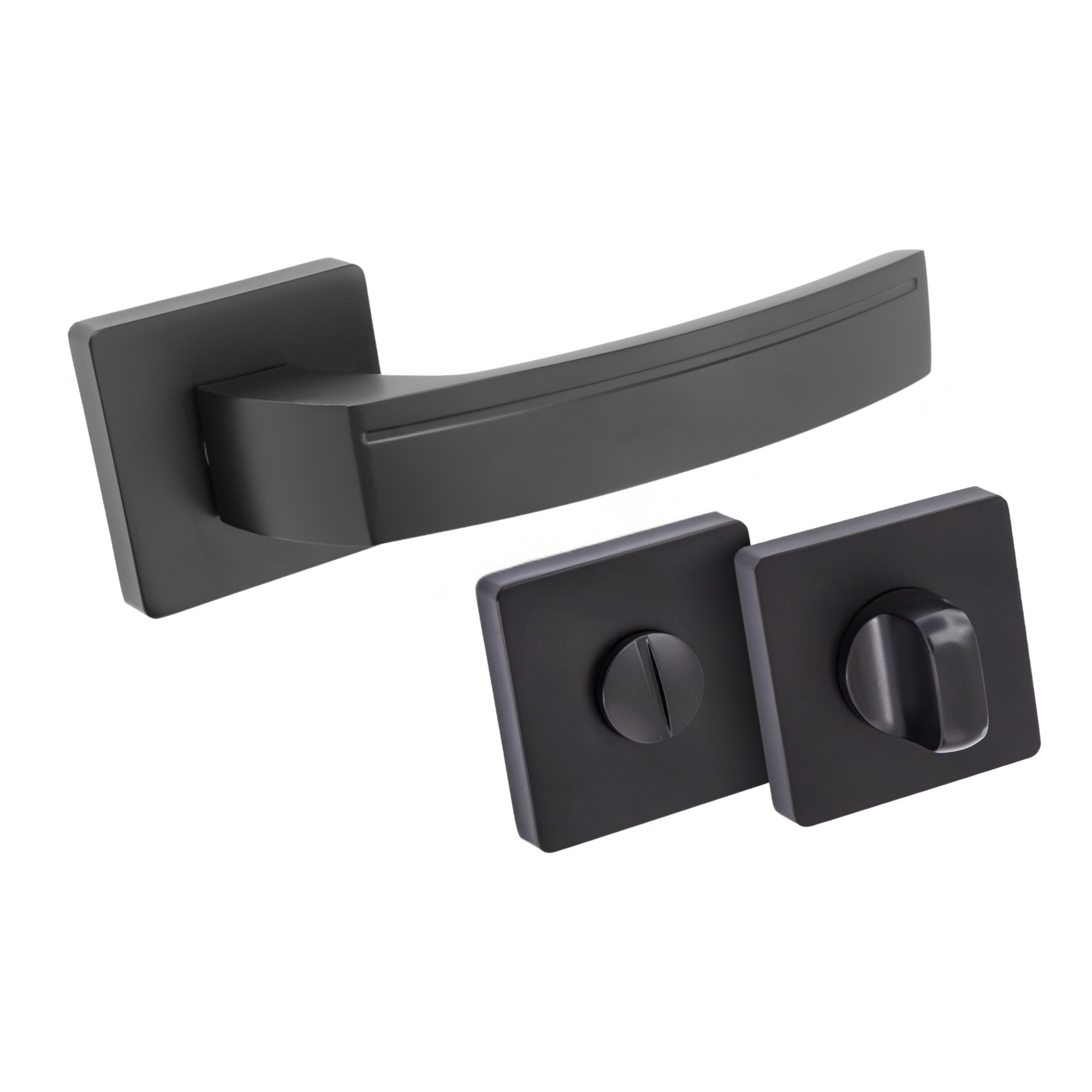 Komplet okuć Carmen z kwadratowym szyldem w wersji WC kolor czarny