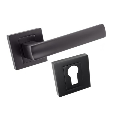 Komplet okuć Iberia z kwadratowym szyldem w wersji WB kolor czarny
