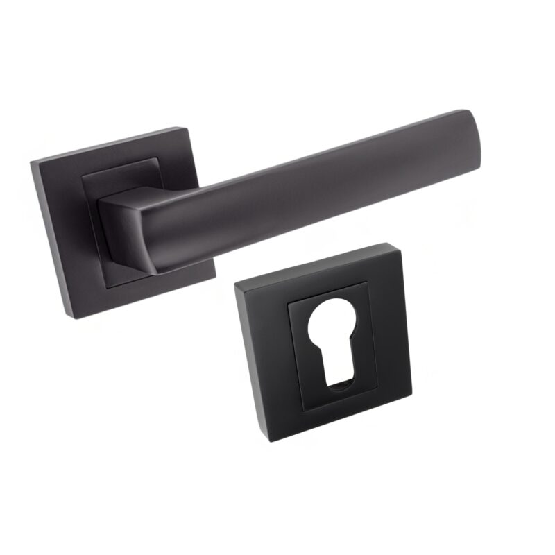 Komplet okuć Iberia z kwadratowym szyldem w wersji WB kolor czarny