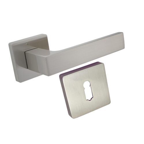 Komplet okuć Orlando z kwadratowym szyldem w wersji KLUCZ kolor nikiel satyna