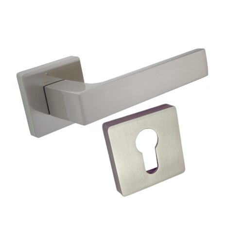 Komplet okuć Orlando z kwadratowym szyldem w wersji WB kolor nikiel satyna