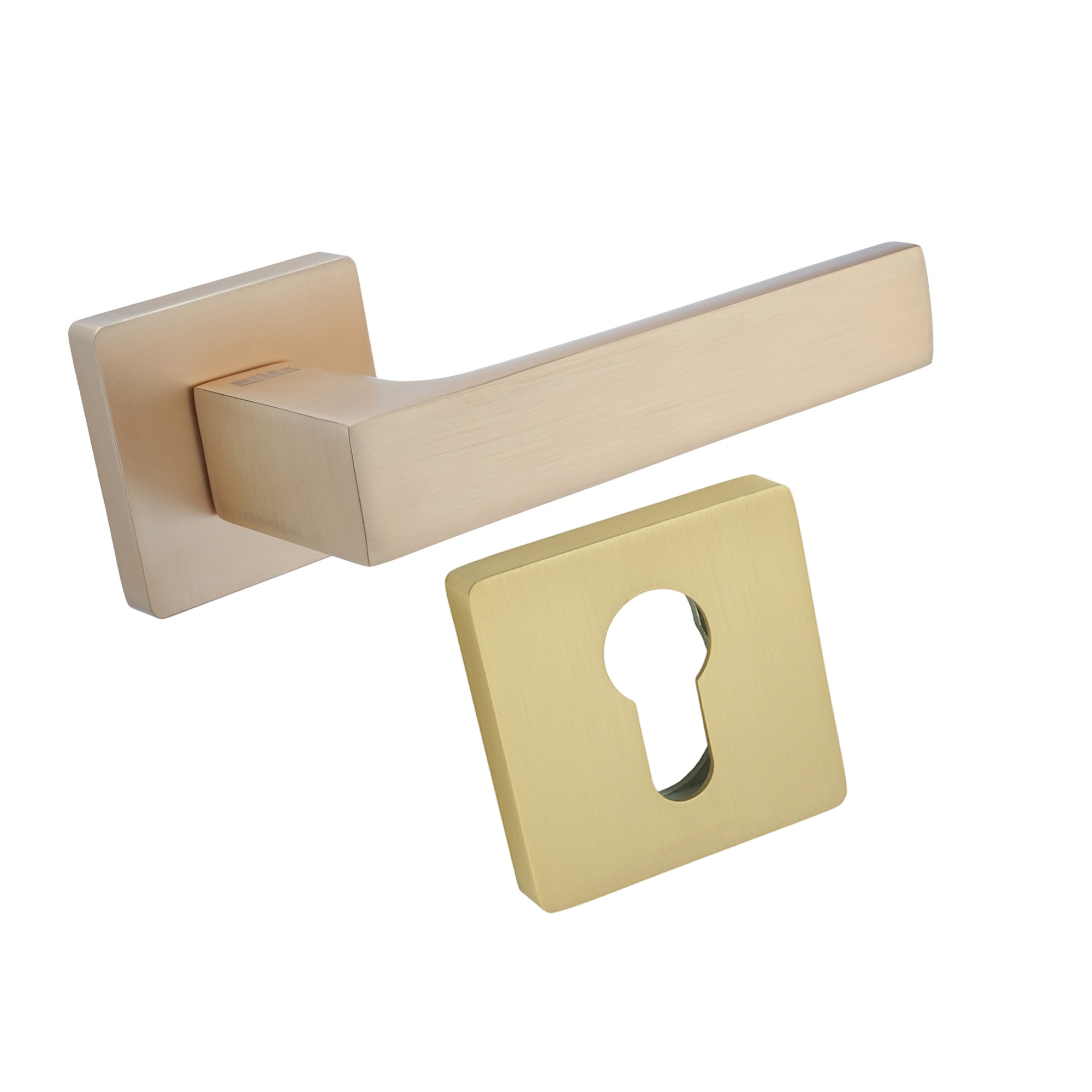 Komplet okuć Orlando z kwadratowym szyldem w wersji WB kolor satyna mosiądz