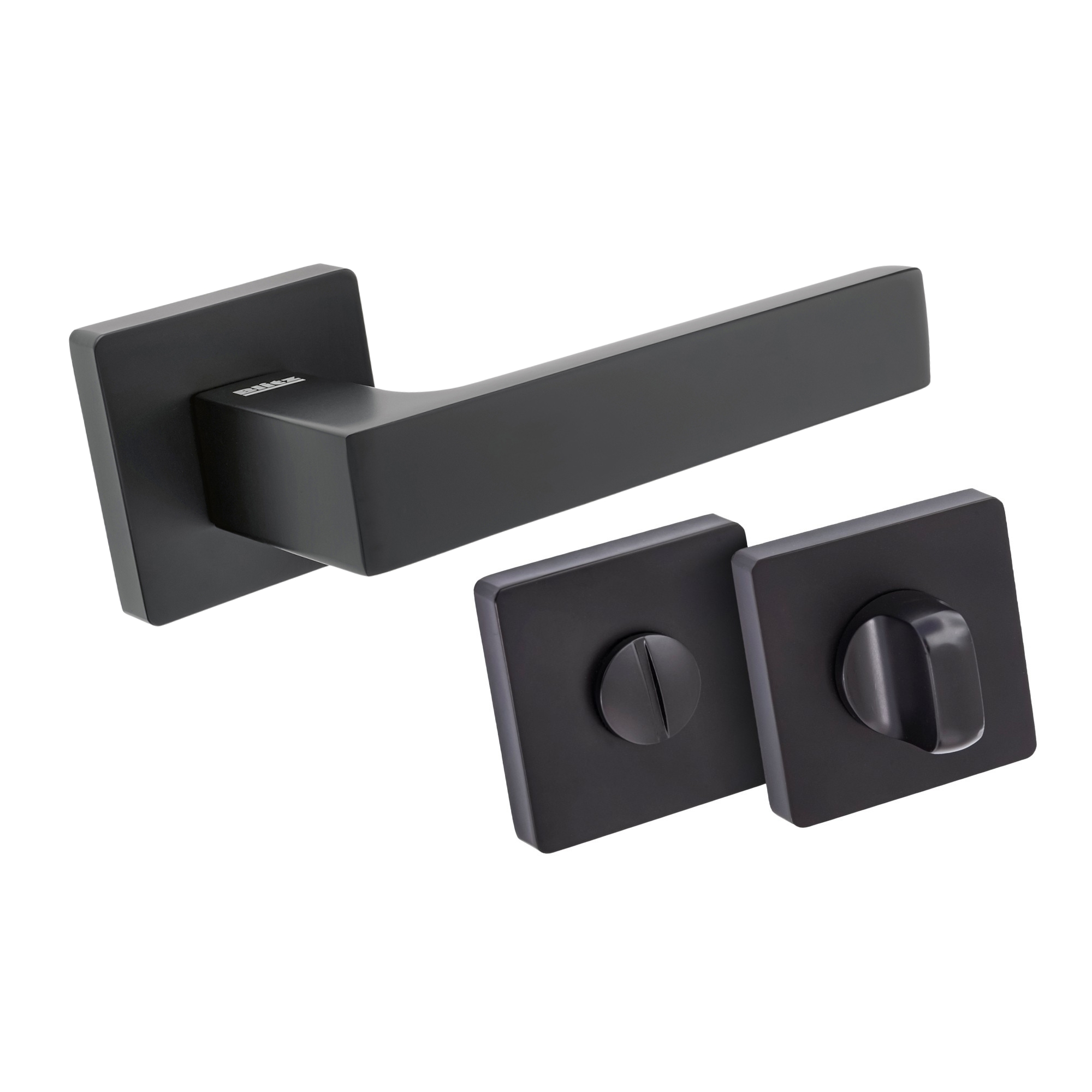 Komplet okuć Orlando z kwadratowym szyldem w wersji WC kolor czarny
