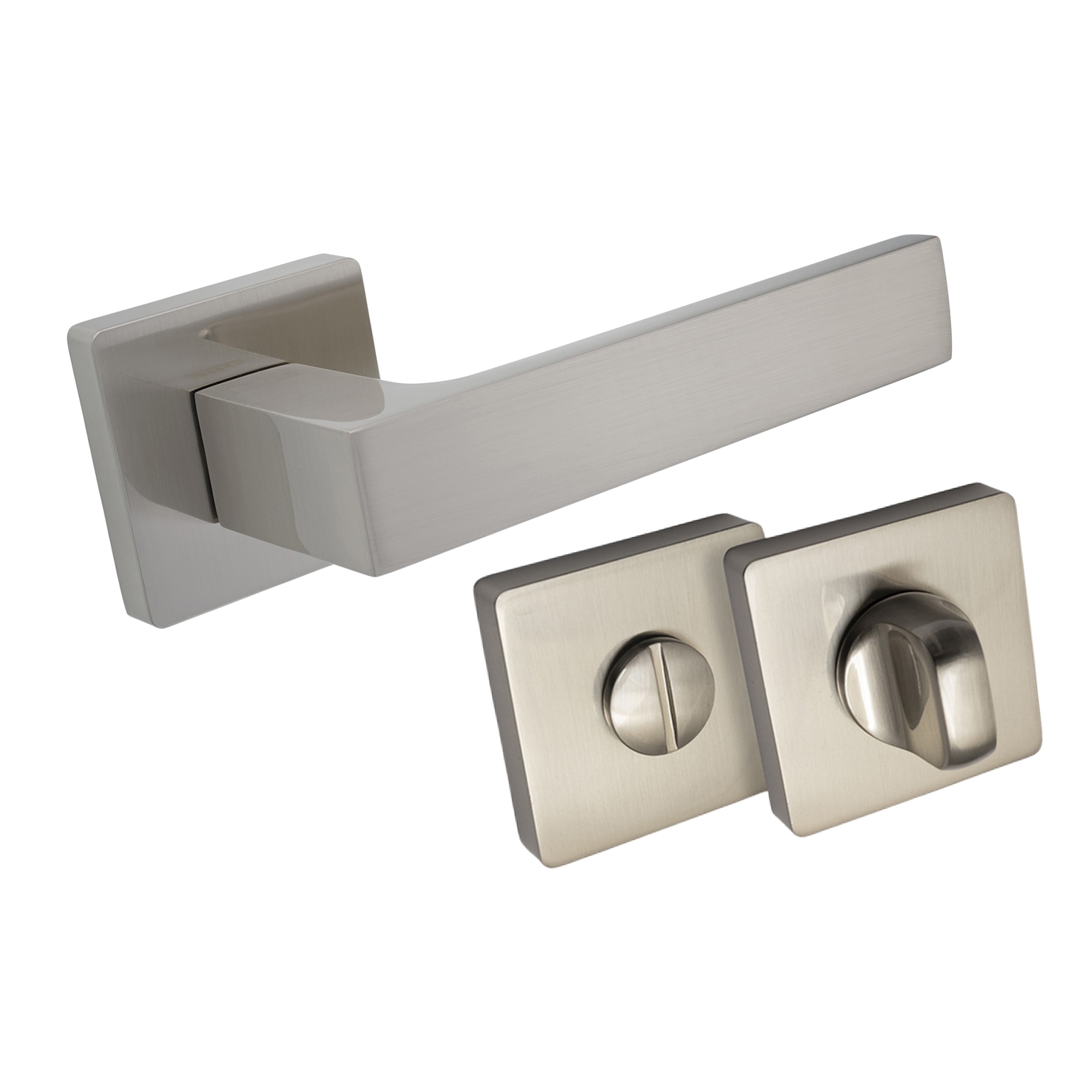 Komplet okuć Orlando z kwadratowym szyldem w wersji WC kolor nikiel satyna